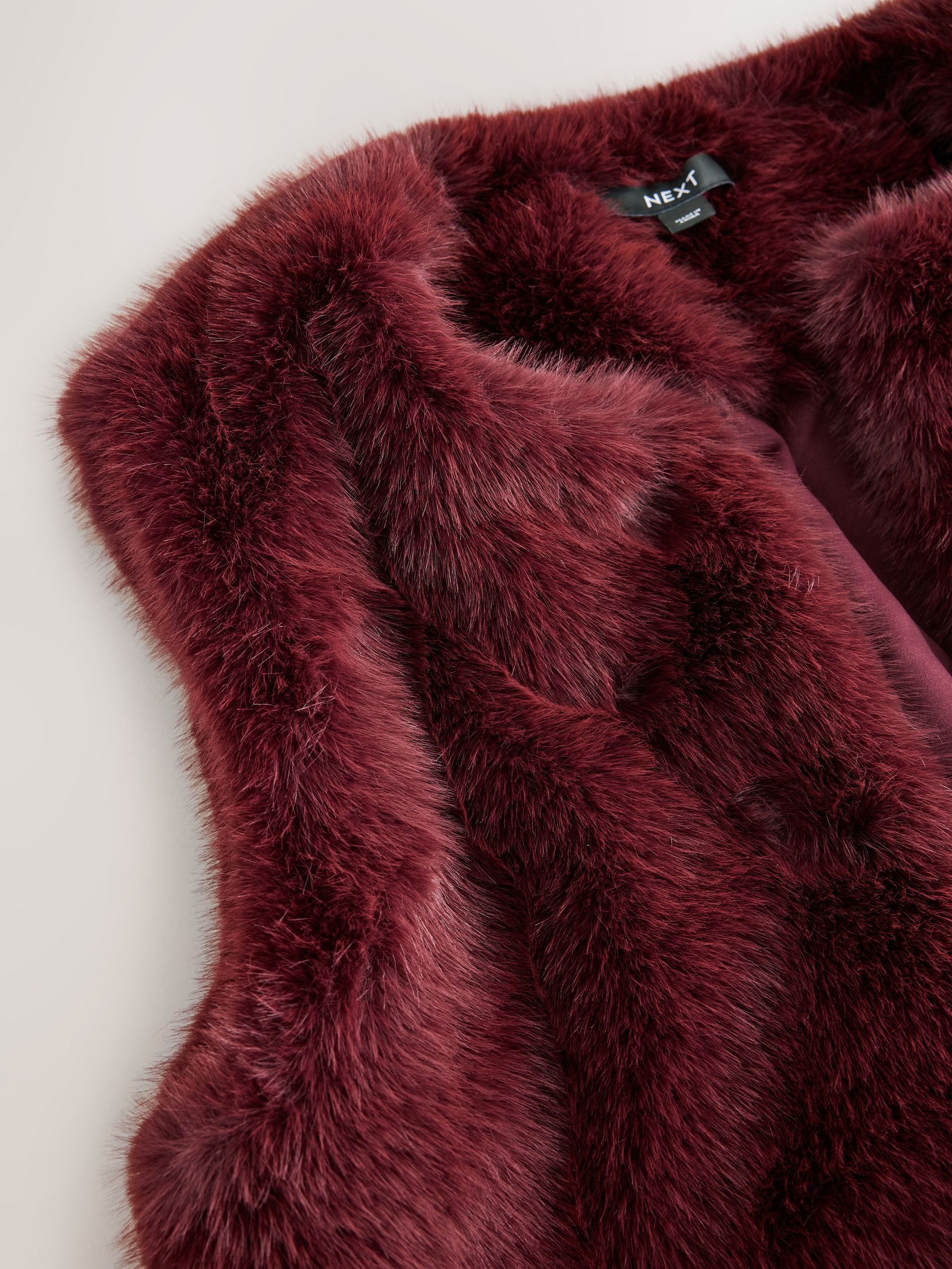 Faux Fur Gilet Cover-Up - Burgundy Red - Regular - SIP Still Life