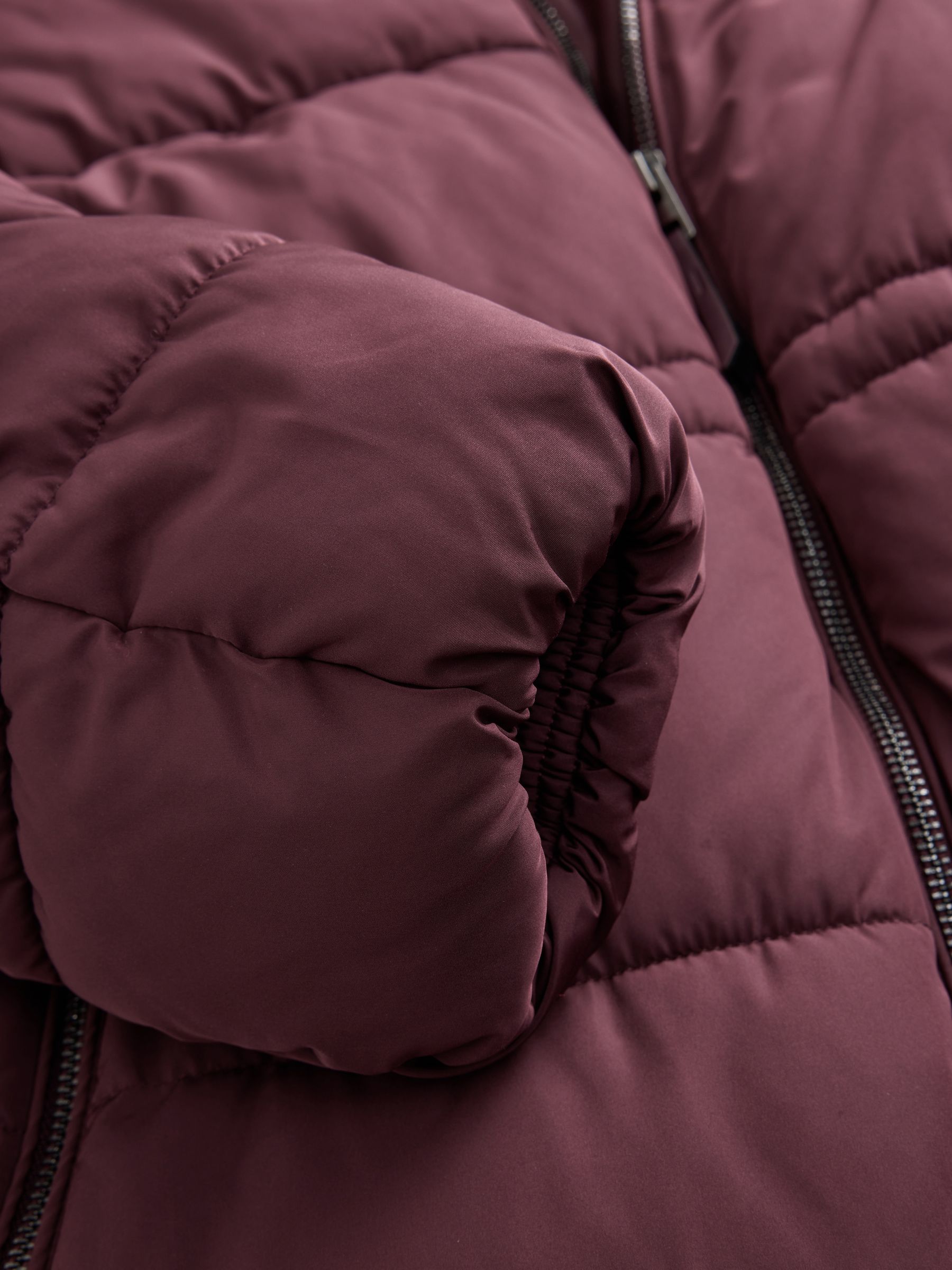 Shower Resistant Hooded Long Padded Puffer Coat - Berry - Regular - SIP Still Life