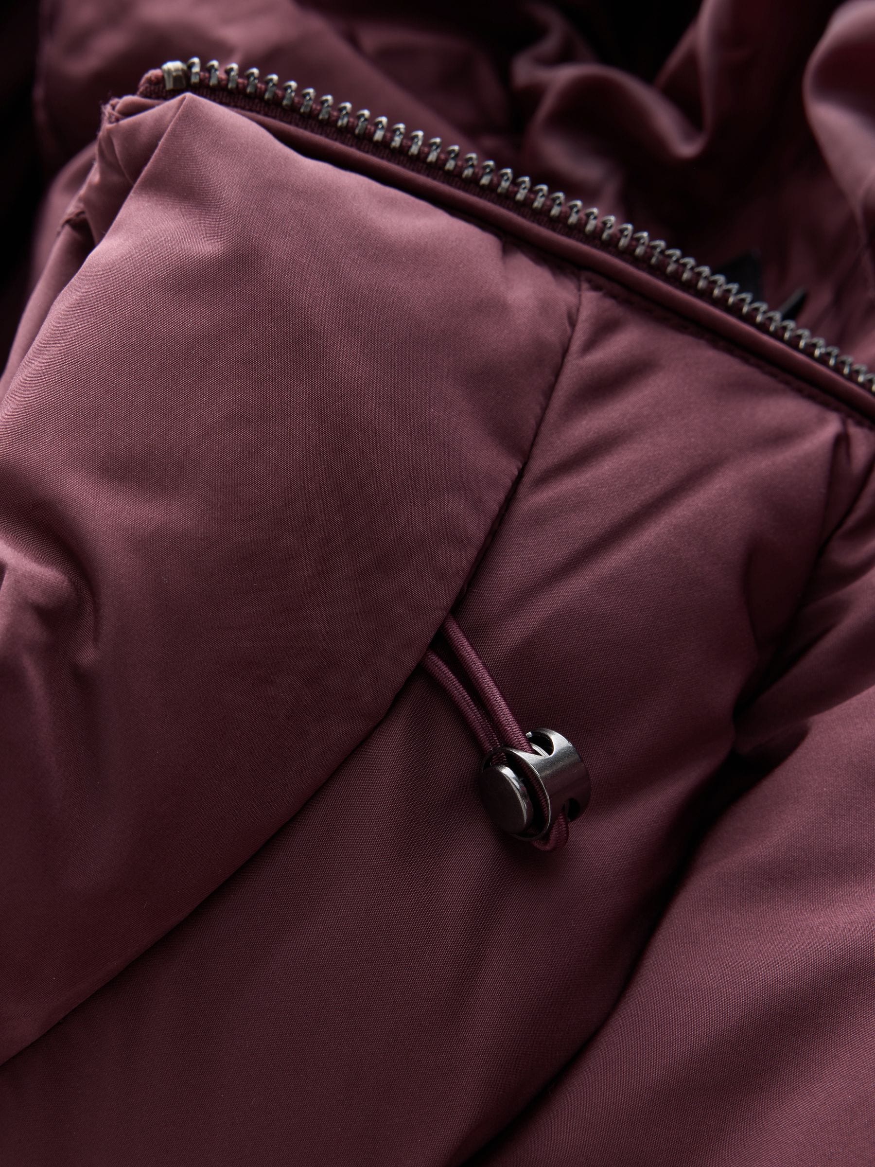 Shower Resistant Hooded Long Padded Puffer Coat - Berry - Regular - SIP Still Life