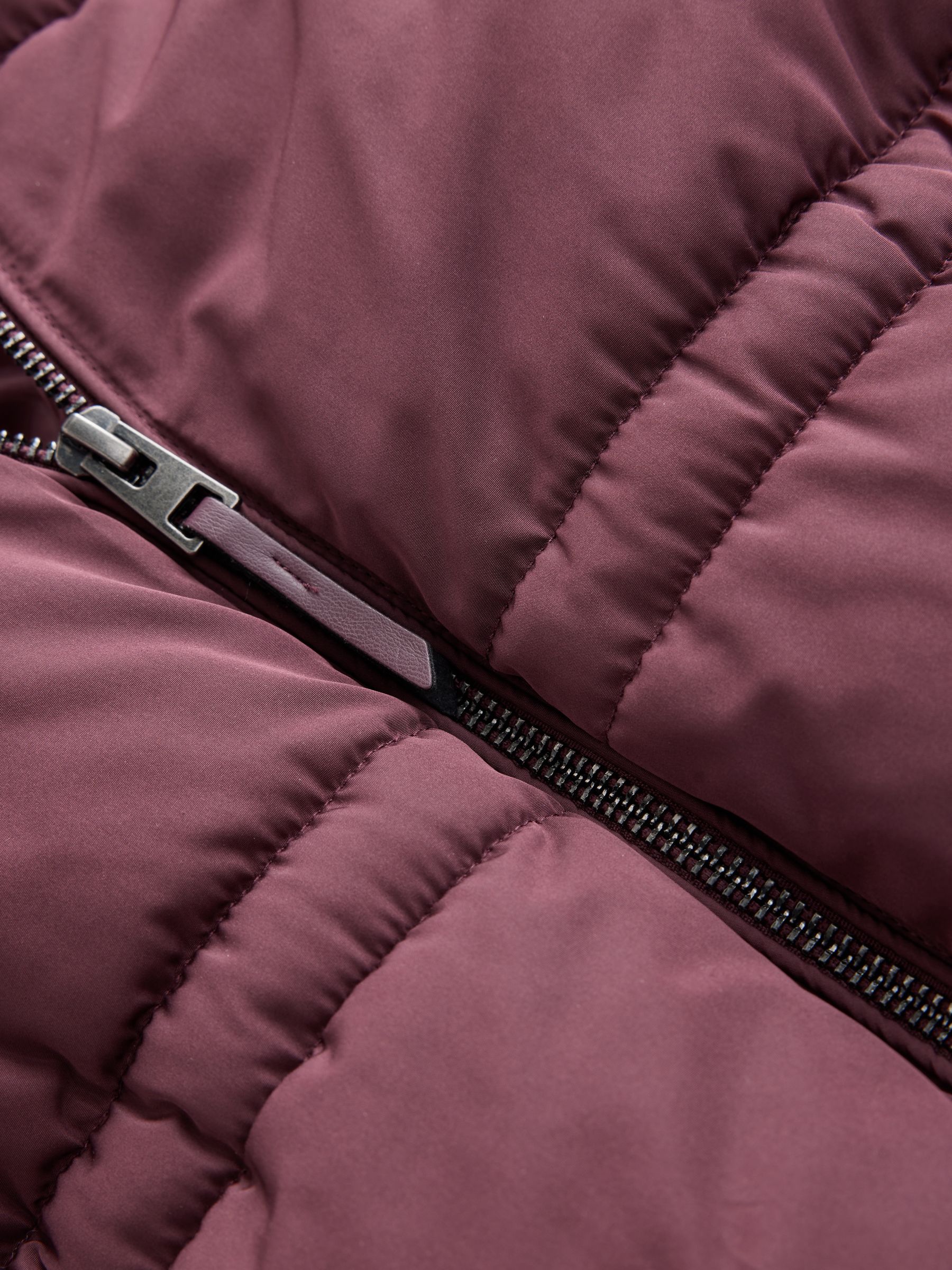 Shower Resistant Hooded Long Padded Puffer Coat - Berry - Regular - SIP Still Life
