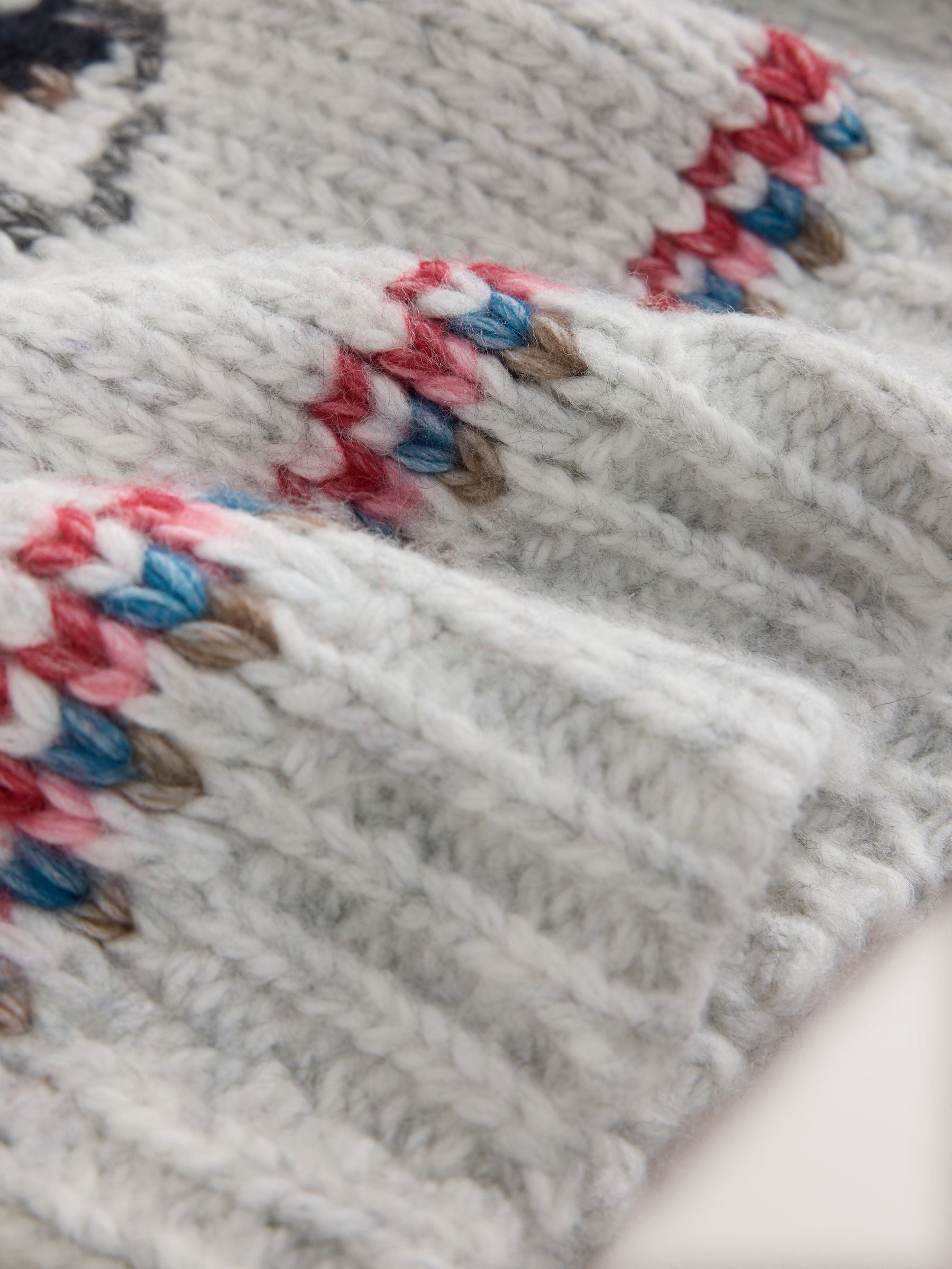 Soft Touch Chunky Knit Open Cardigan - Light Grey Marl Ski Graphic - Regular - SIP Still Life