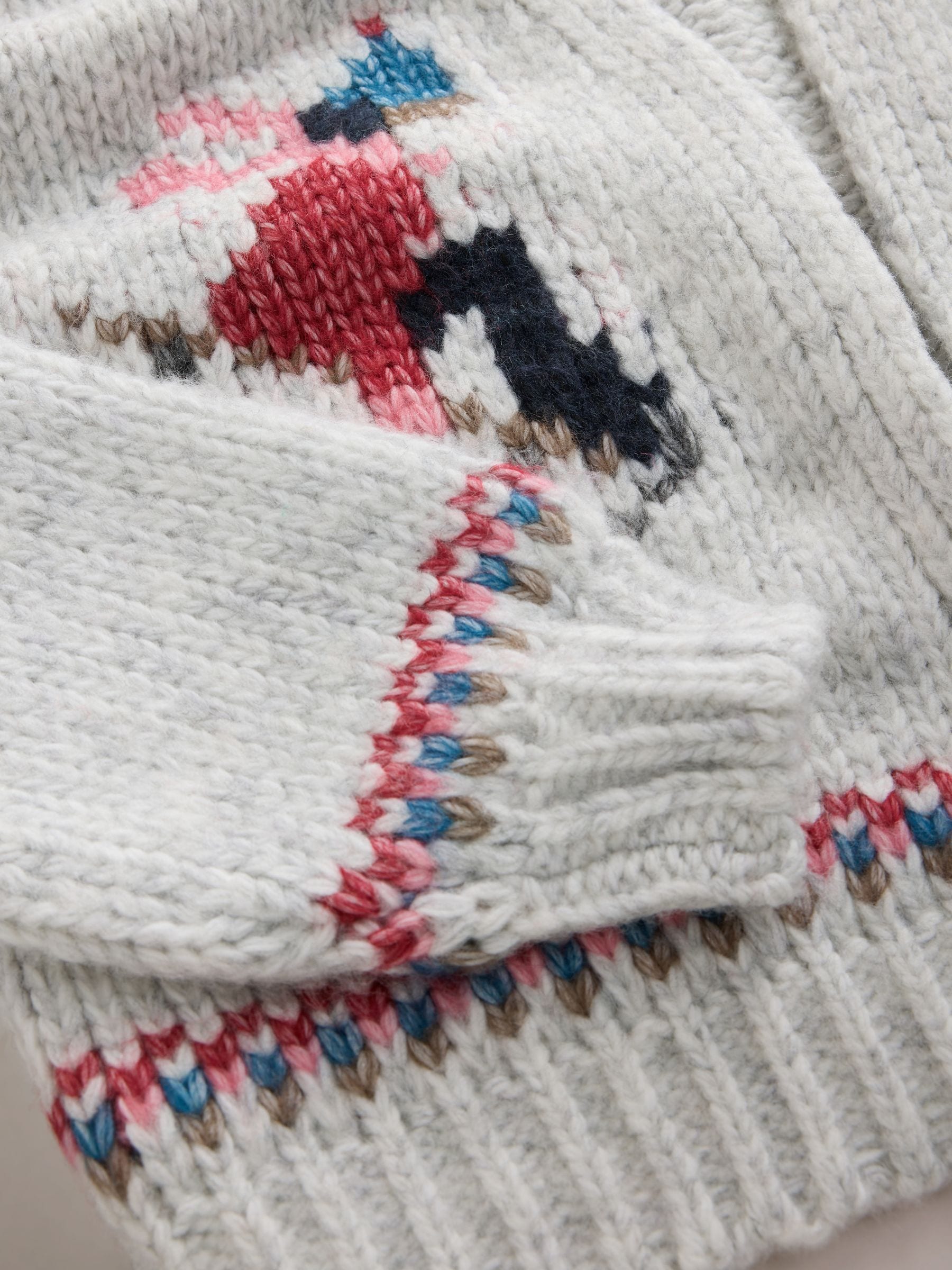 Soft Touch Chunky Knit Open Cardigan - Light Grey Marl Ski Graphic - Regular - SIP Still Life