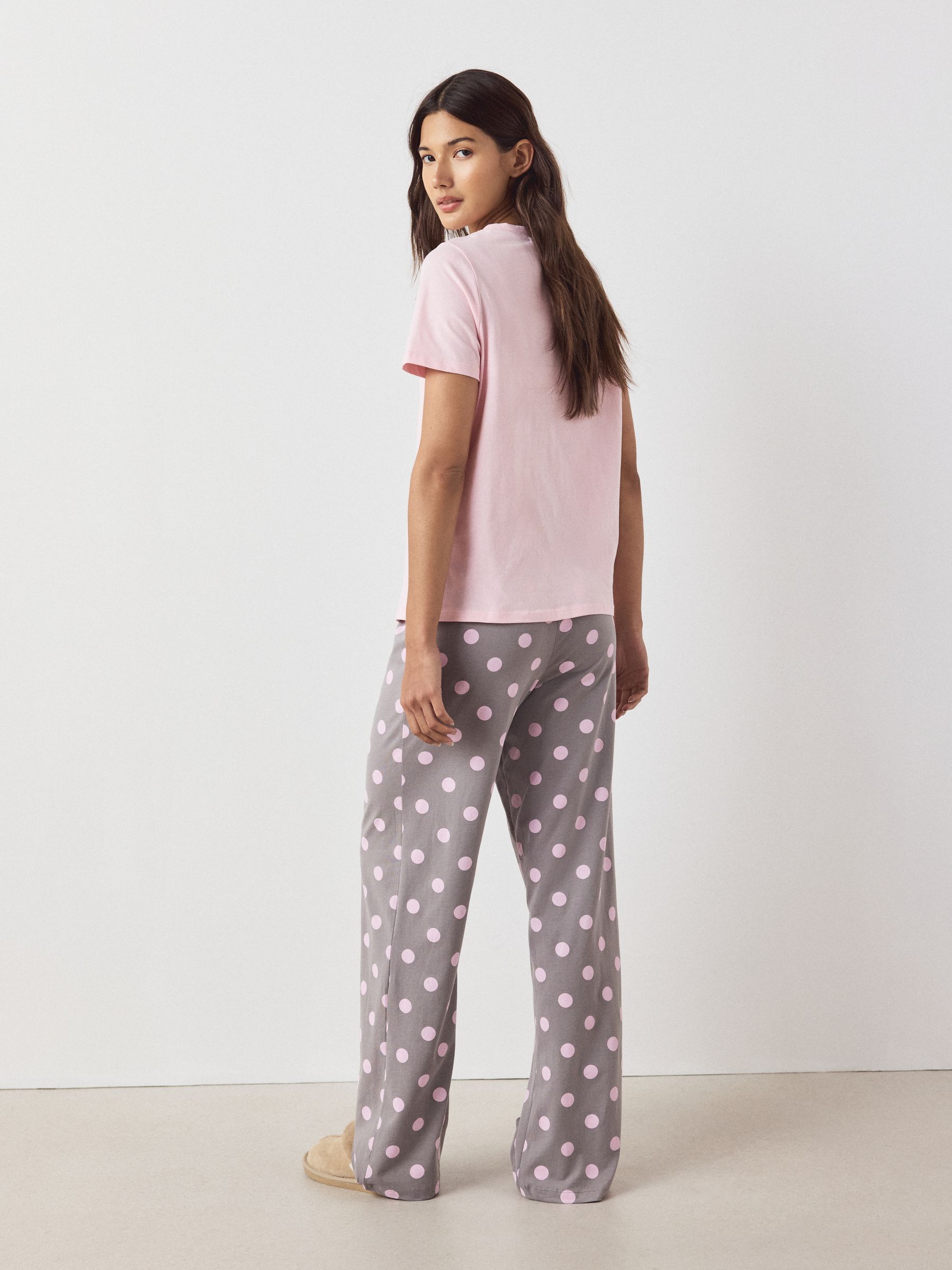 Short Sleeve Pyjamas - Pink/Grey Spot - Regular - SIP Worn