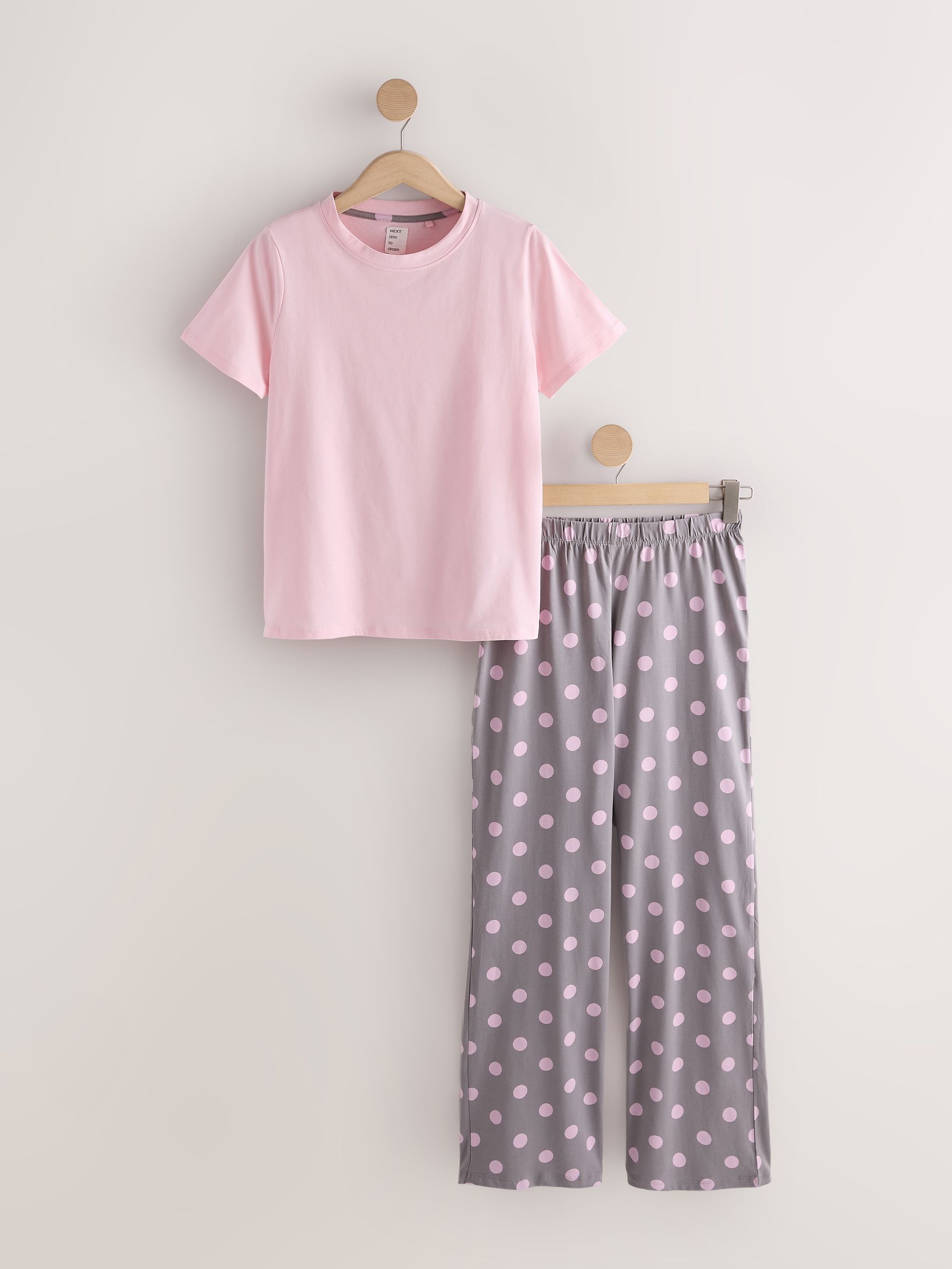 Short Sleeve Pyjamas - Pink/Grey Spot - Regular - SIP Still Life