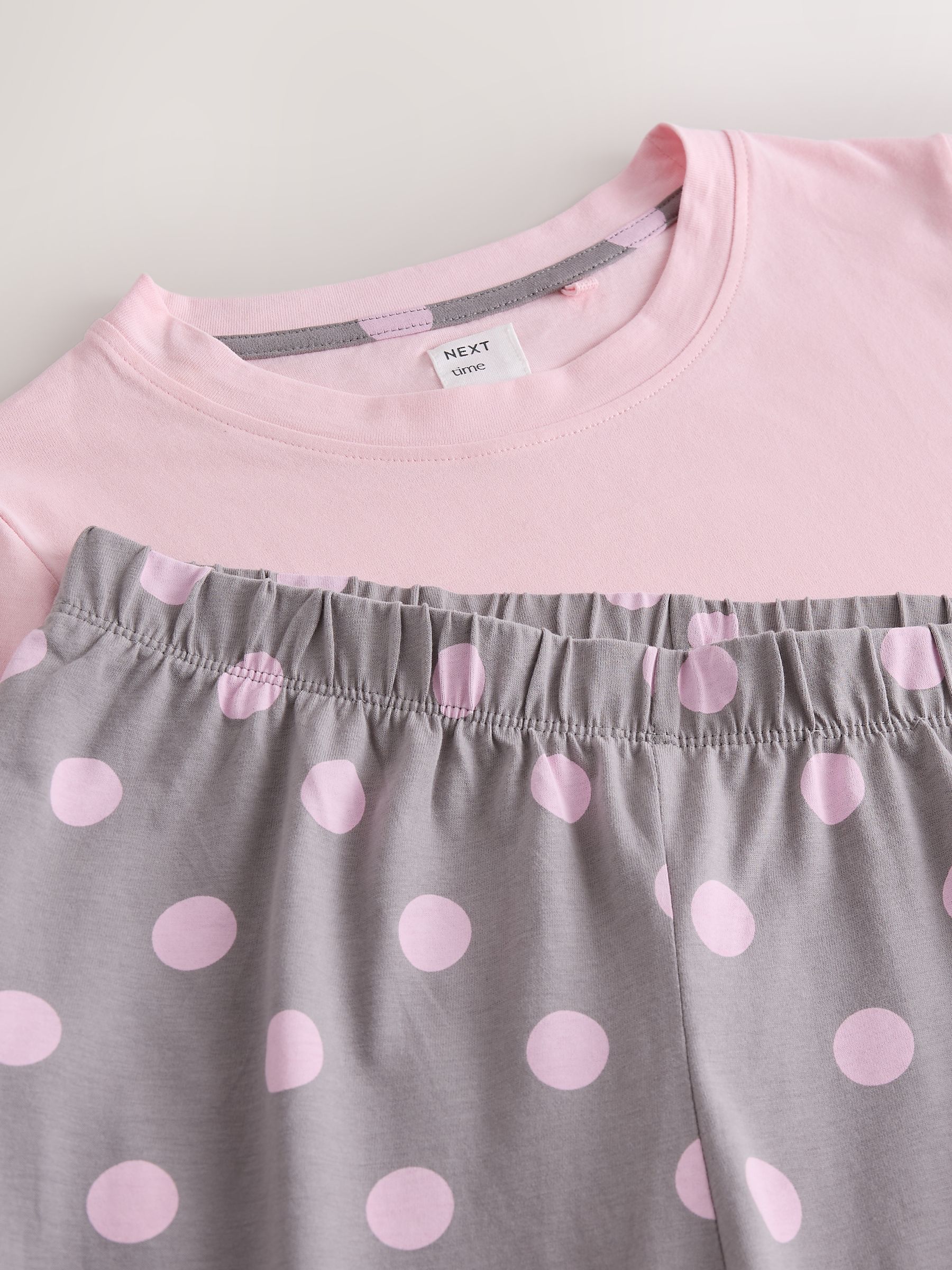 Short Sleeve Pyjamas - Pink/Grey Spot - Regular - SIP Still Life