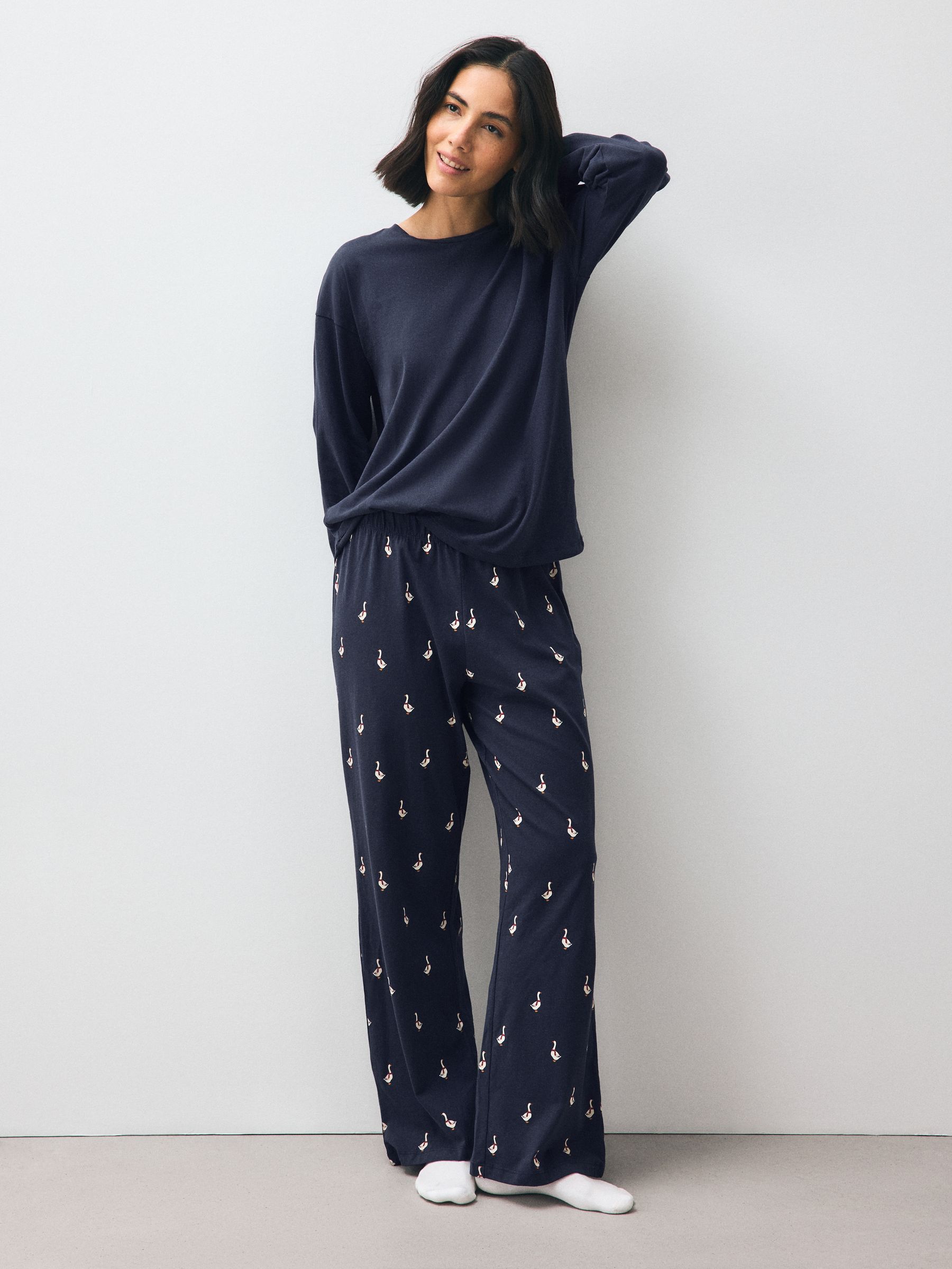 Long Sleeve Pyjamas - Navy Ducks - Regular - SIP Worn