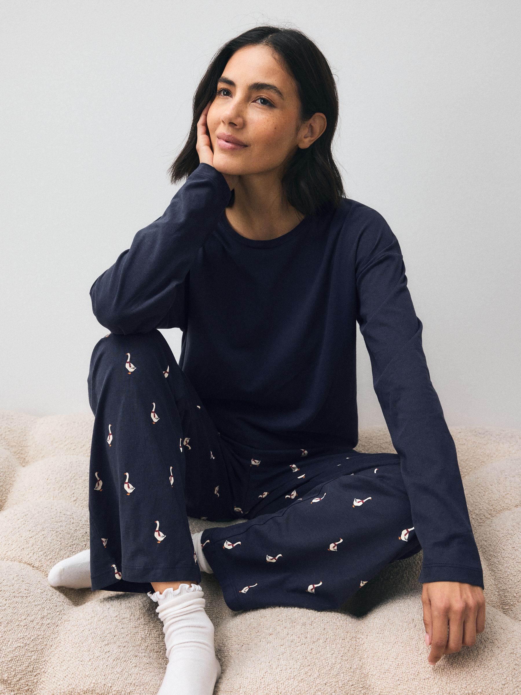 Long Sleeve Pyjamas - Navy Ducks - Regular - SIP Worn