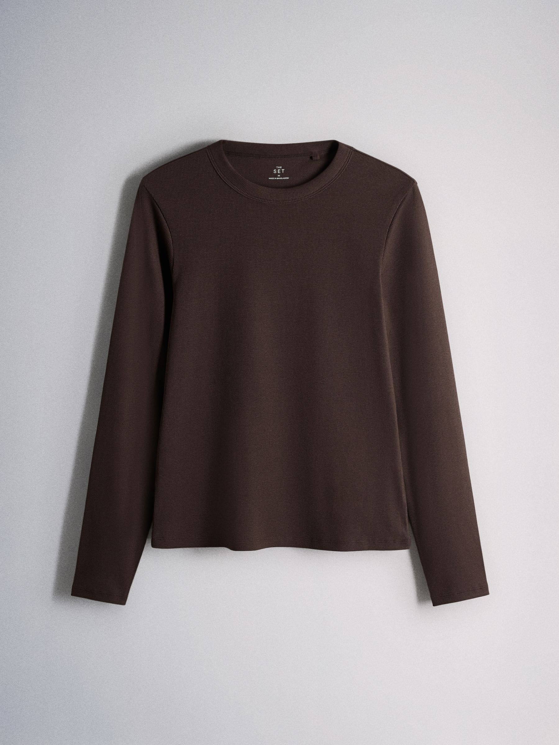 The Set 5 Pack Ribbed Long Sleeve T-Shirts - Brown/Cream/Animal/Neutral/Black - Regular - SIP Still Life