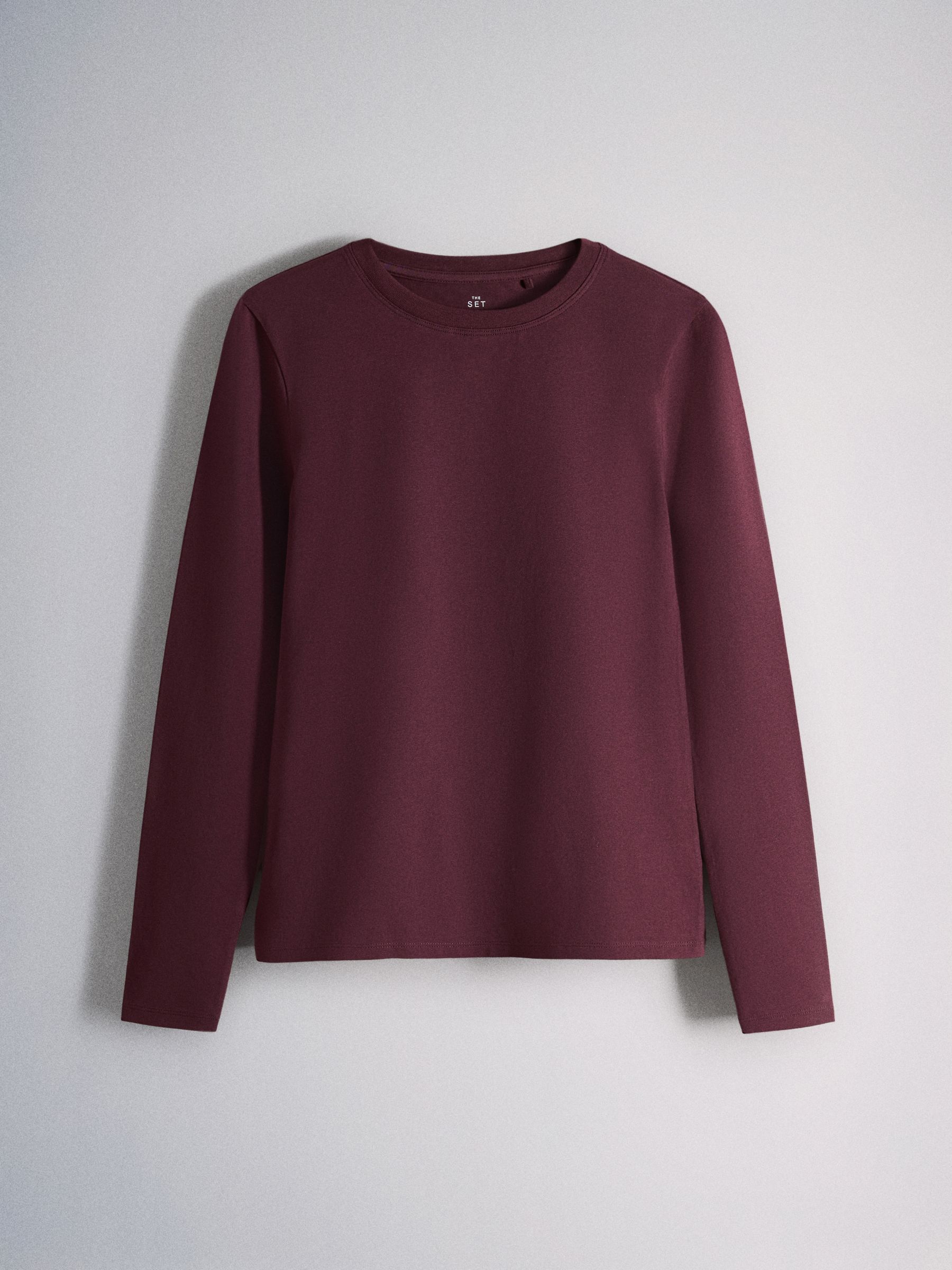 The Set 5 Pack Skinny Fit Crew Neck Long Sleeve T-Shirts - Brown/Pink/Purple/Cream/White - Regular - SIP Still Life