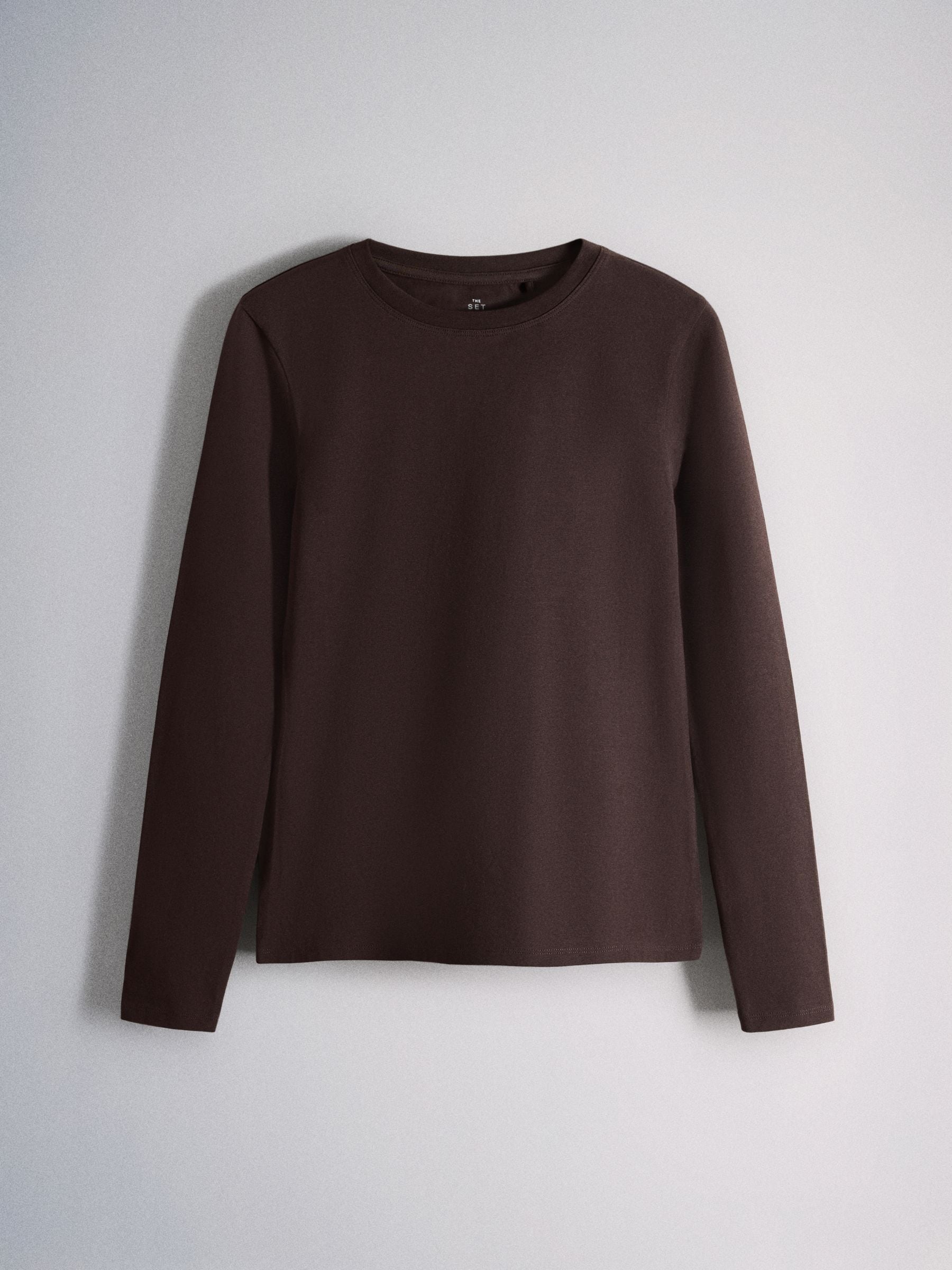 The Set 5 Pack Skinny Fit Crew Neck Long Sleeve T-Shirts - Brown/Pink/Purple/Cream/White - Regular - SIP Still Life