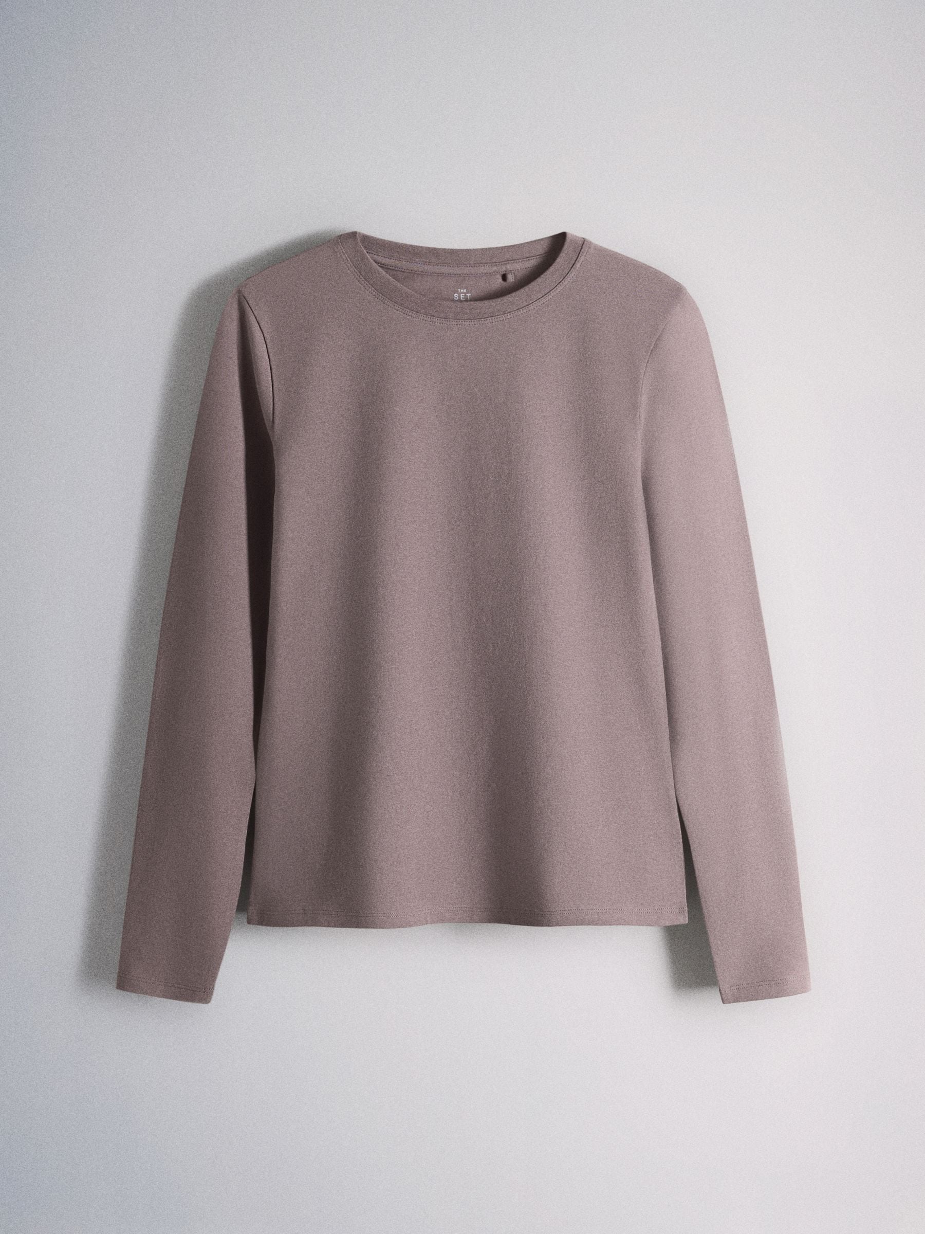 The Set 5 Pack Skinny Fit Crew Neck Long Sleeve T-Shirts - Brown/Pink/Purple/Cream/White - Regular - SIP Still Life