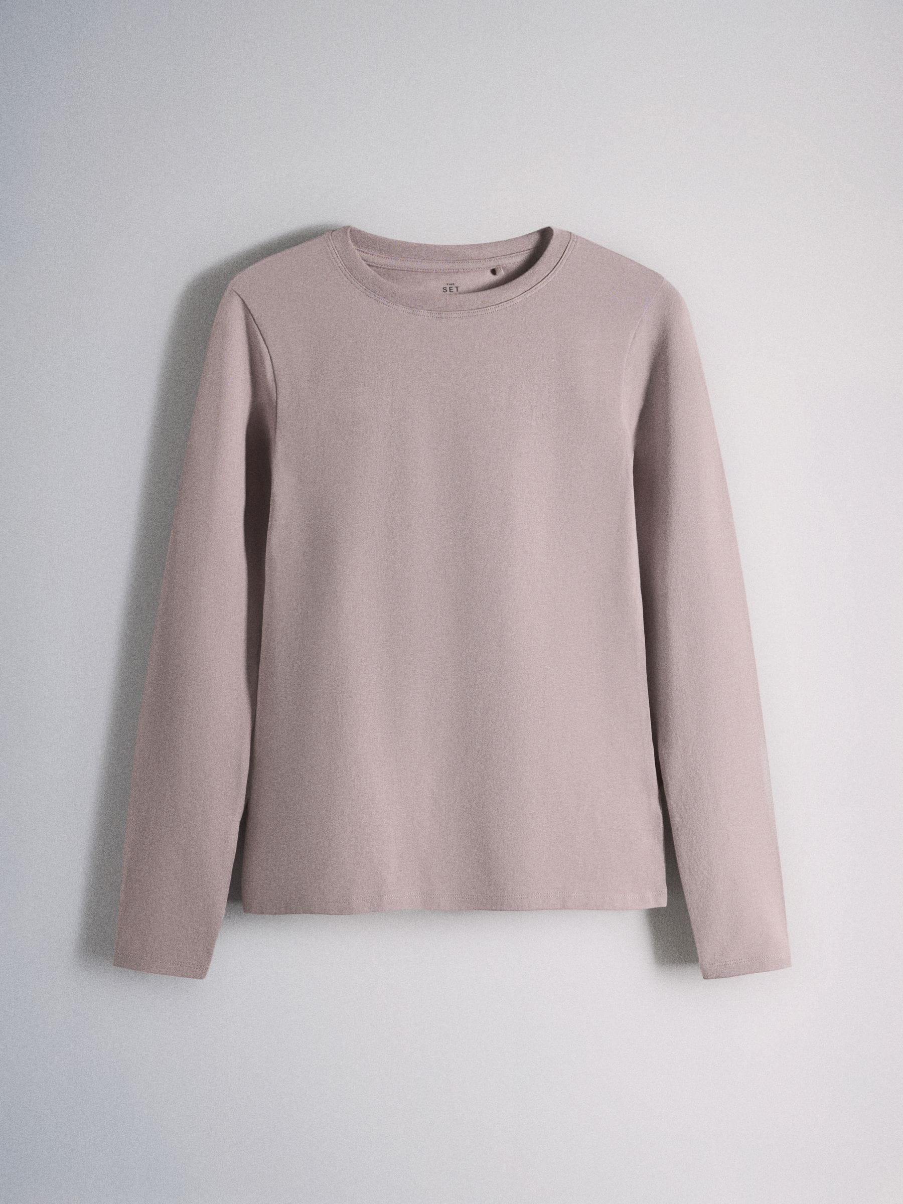 The Set 5 Pack Skinny Fit Crew Neck Long Sleeve T-Shirts - Brown/Pink/Purple/Cream/White - Regular - SIP Still Life