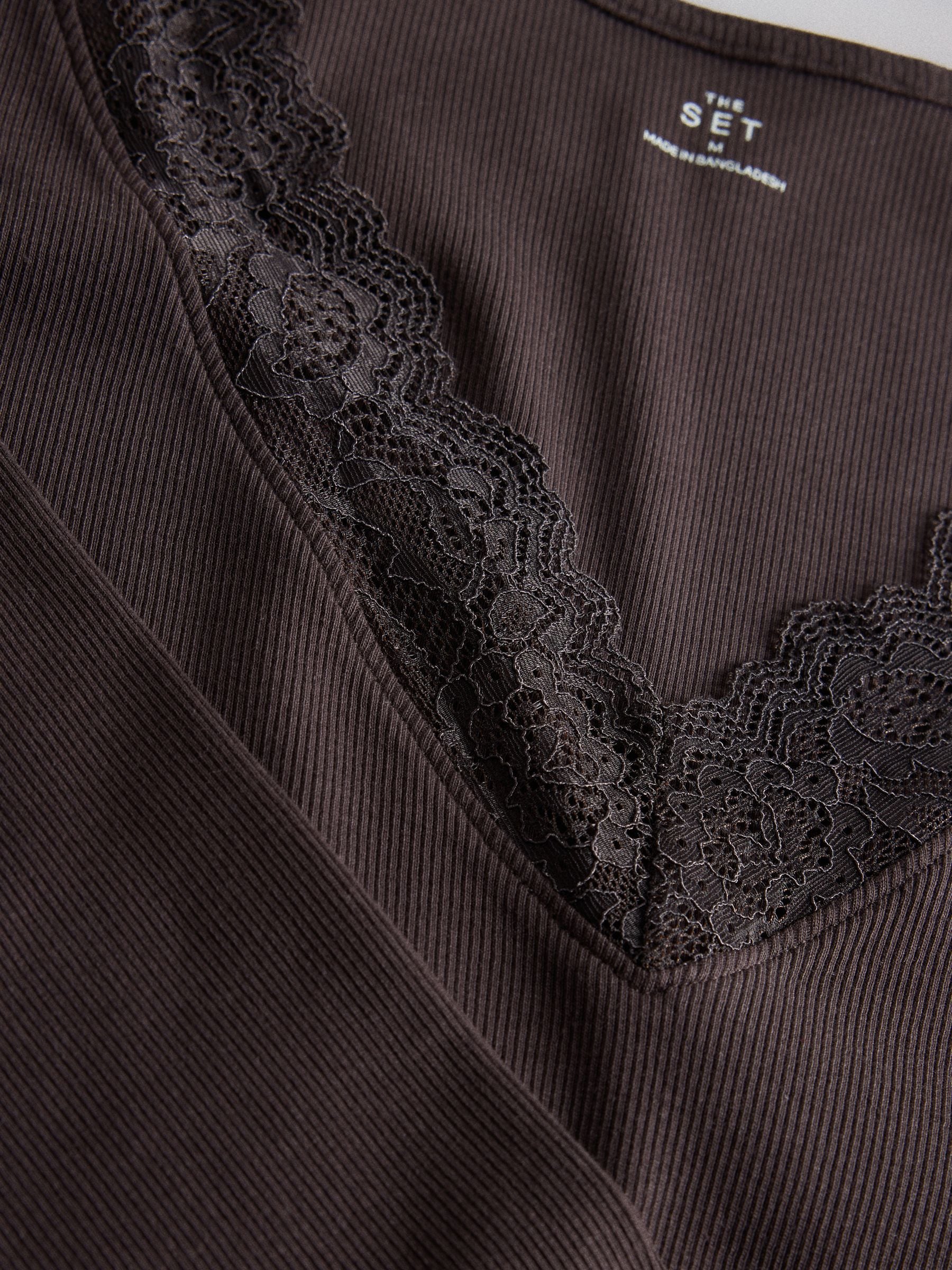 The Set 3 Pack V-Neck Ribbed Lace Bodysuits - Black/Brown/Oat - Regular - SIP Still Life