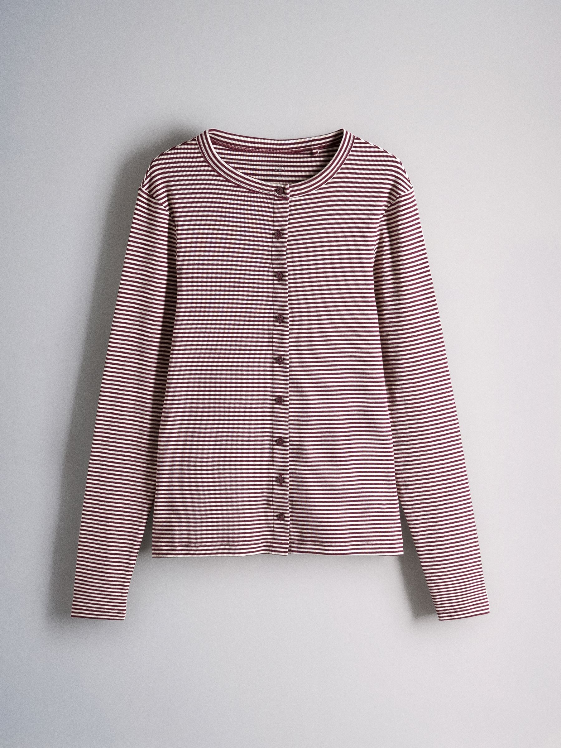 The Set Long Sleeve Button Through T-Shirts and Trousers Co-Ord Set - Burgundy Red - Regular - SIP Still Life