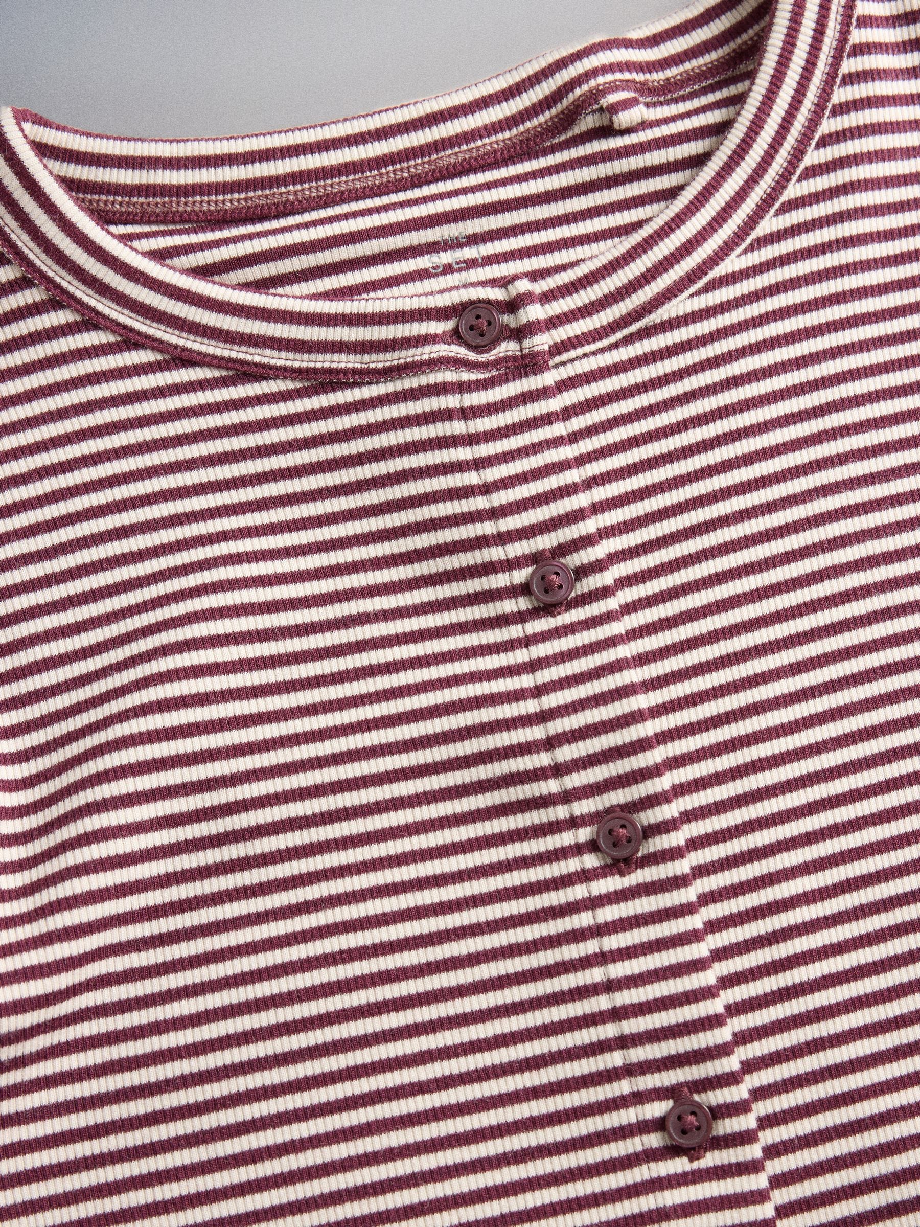 The Set Long Sleeve Button Through T-Shirts and Trousers Co-Ord Set - Burgundy Red - Regular - SIP Still Life