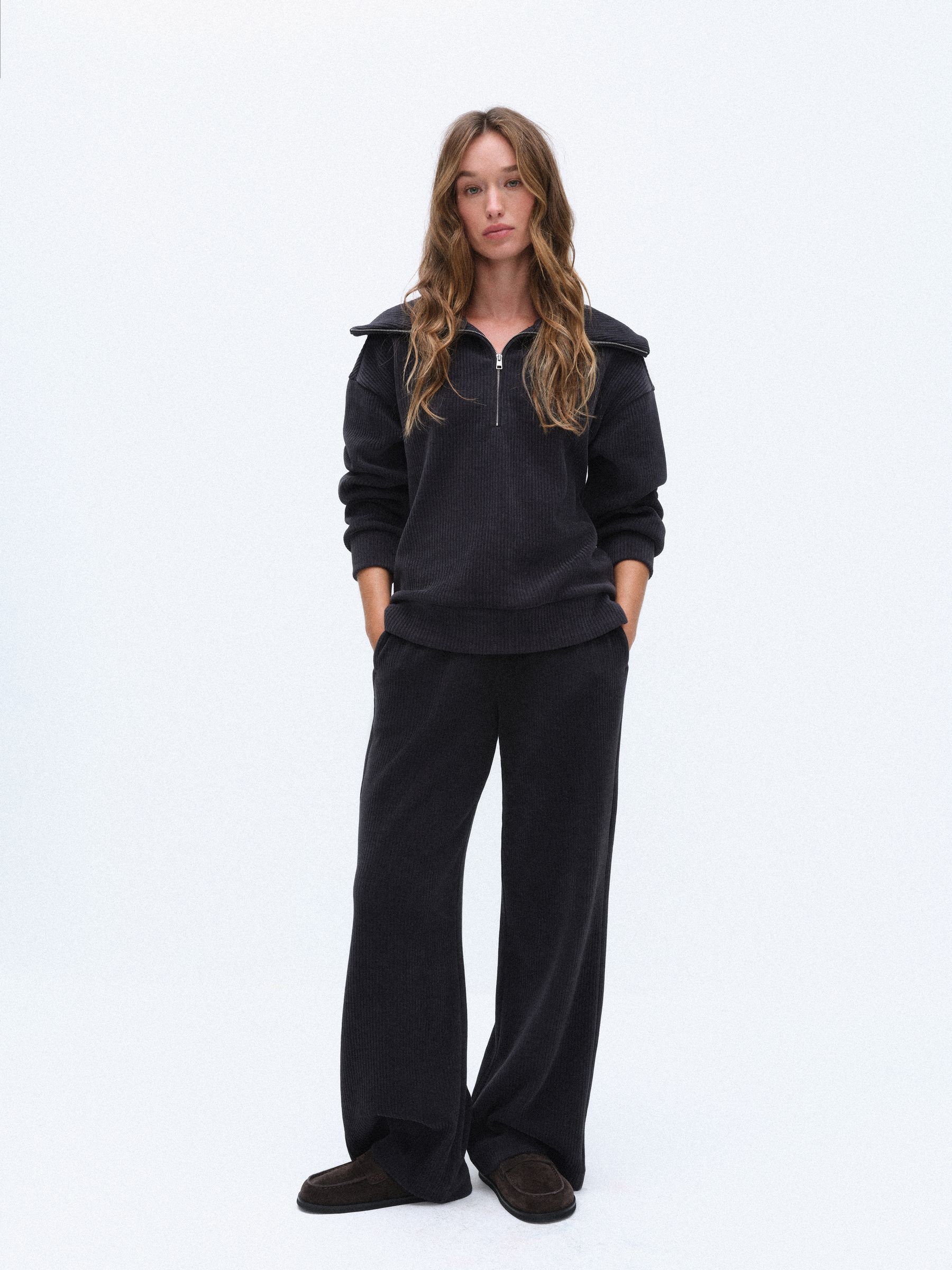 The Set Premium Funnel Neck Half Zip Loungewear Set - Charcoal Grey - Regular - SIP Worn