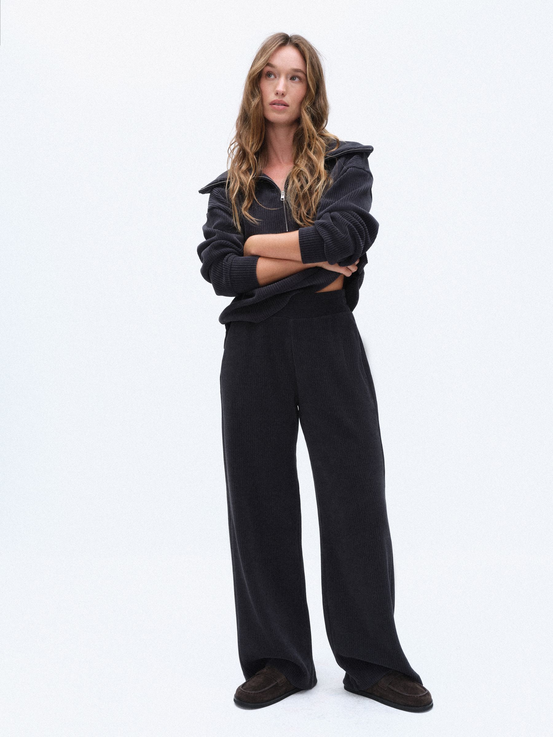 The Set Premium Funnel Neck Half Zip Loungewear Set - Charcoal Grey - Regular - SIP Worn