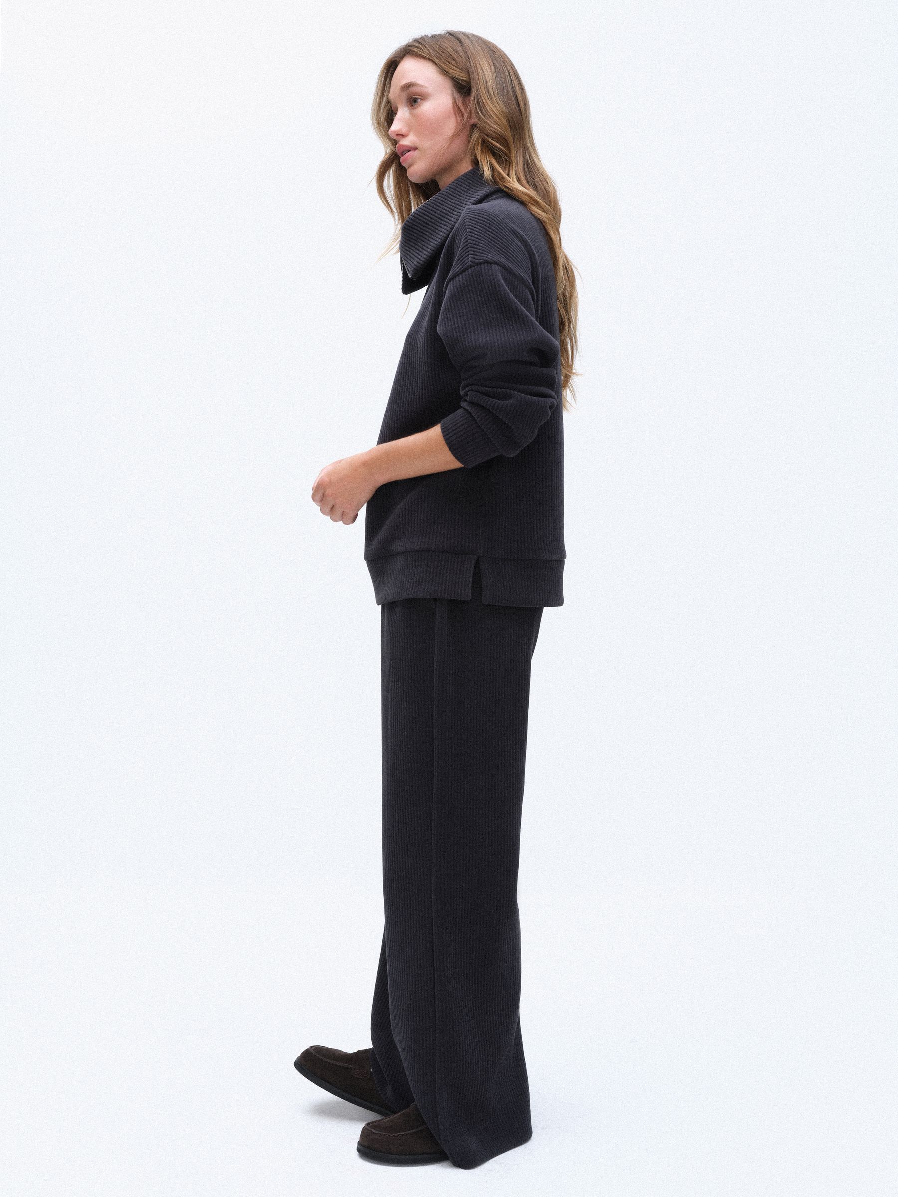 The Set Premium Funnel Neck Half Zip Loungewear Set - Charcoal Grey - Regular - SIP Worn
