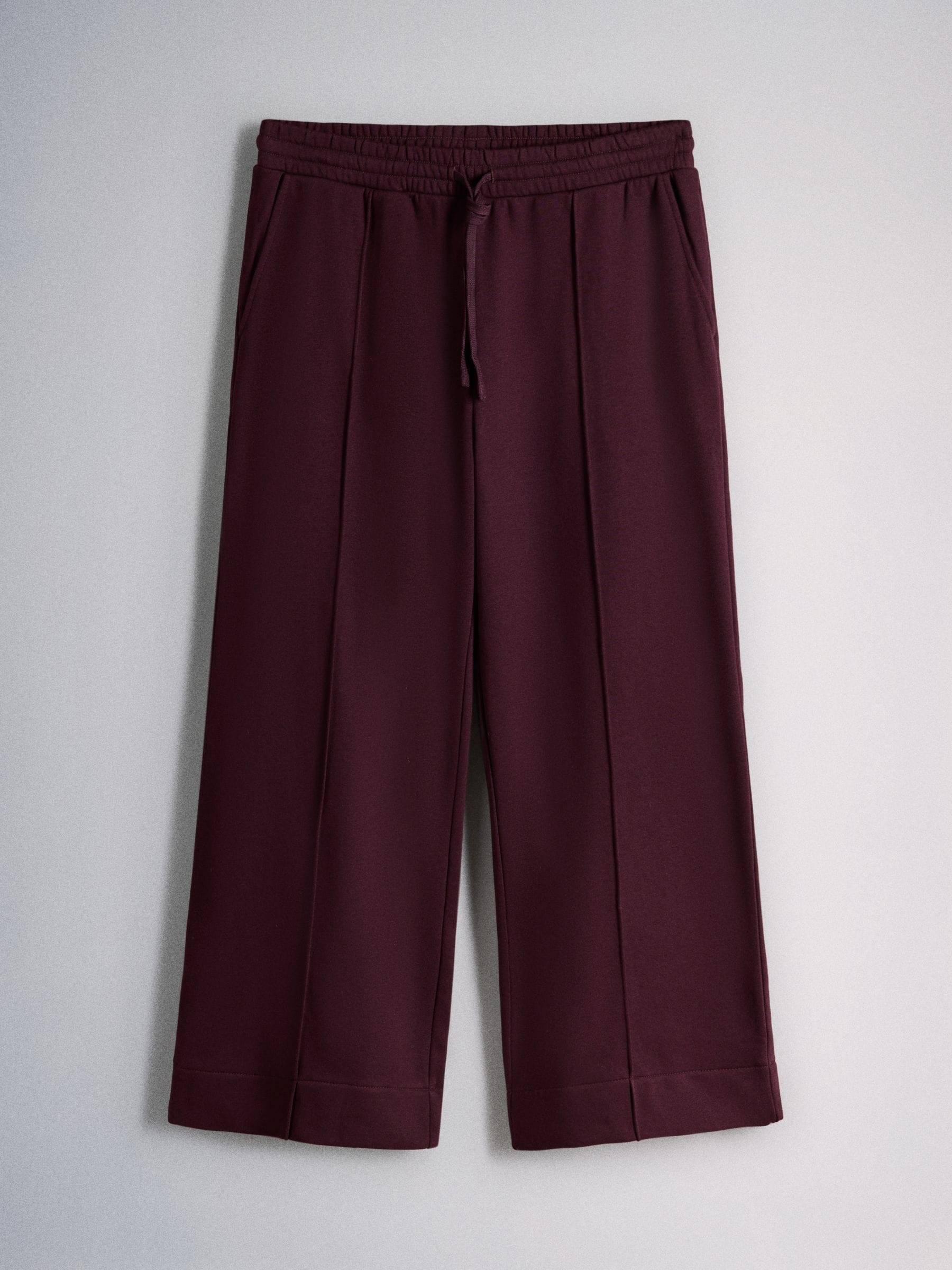 The Set V-Neck Sweater and Pintuck Wide Leg Joggers Co-ord - Burgundy Red - Regular - SIP Still Life