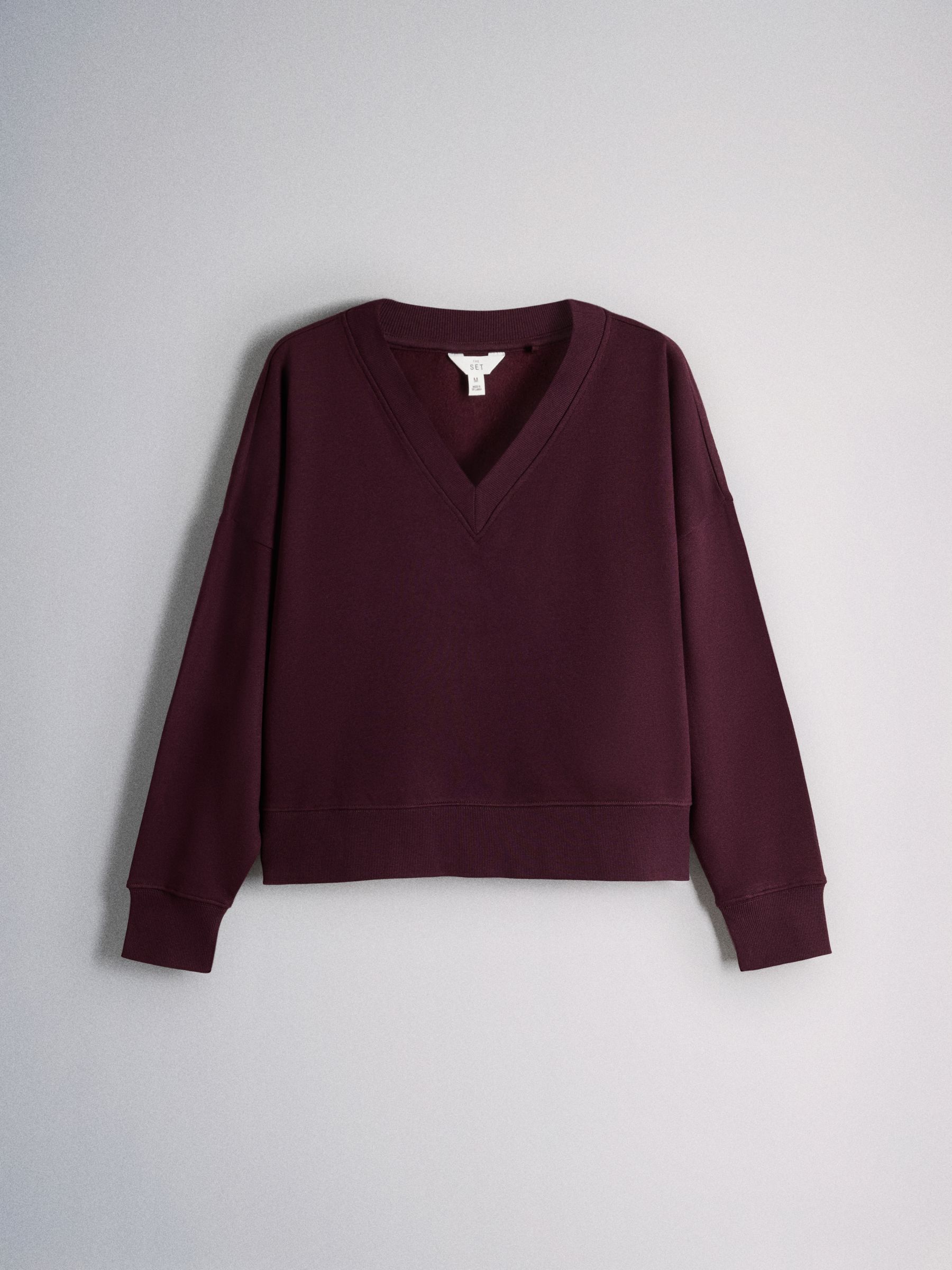 The Set V-Neck Sweater and Pintuck Wide Leg Joggers Co-ord - Burgundy Red - Regular - SIP Still Life