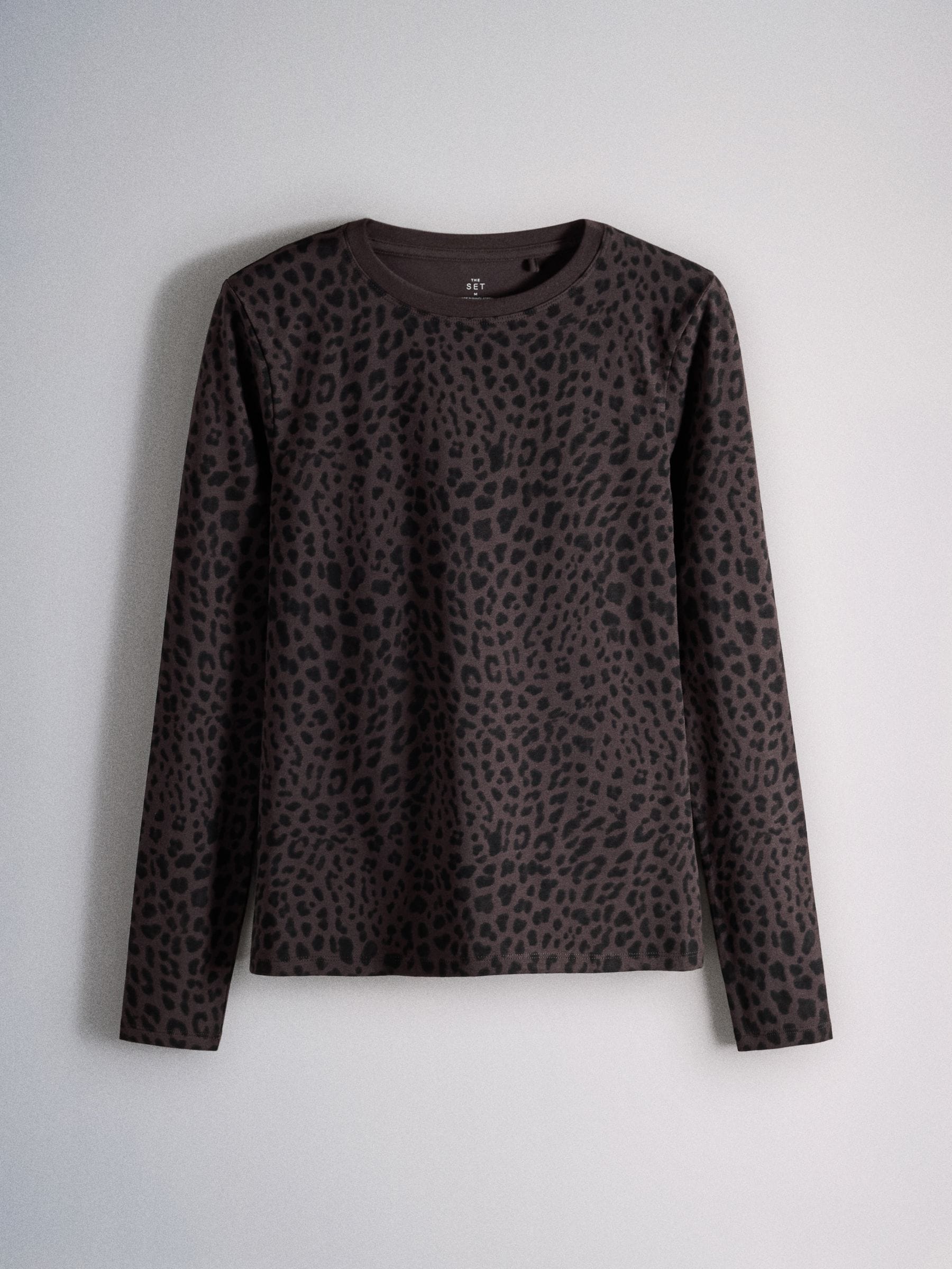 The Set 5 Pack Skinny Fit Crew Neck Long Sleeve T-Shirts - Neutral/Brown/Black/Leopard/Cream - Regular - SIP Still Life