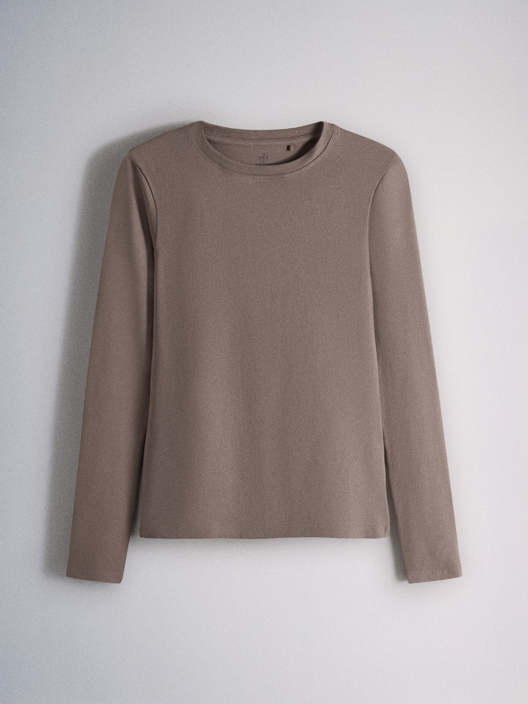 The Set 5 Pack Skinny Fit Crew Neck Long Sleeve T-Shirts - Neutral/Brown/Black/Leopard/Cream - Regular - SIP Still Life