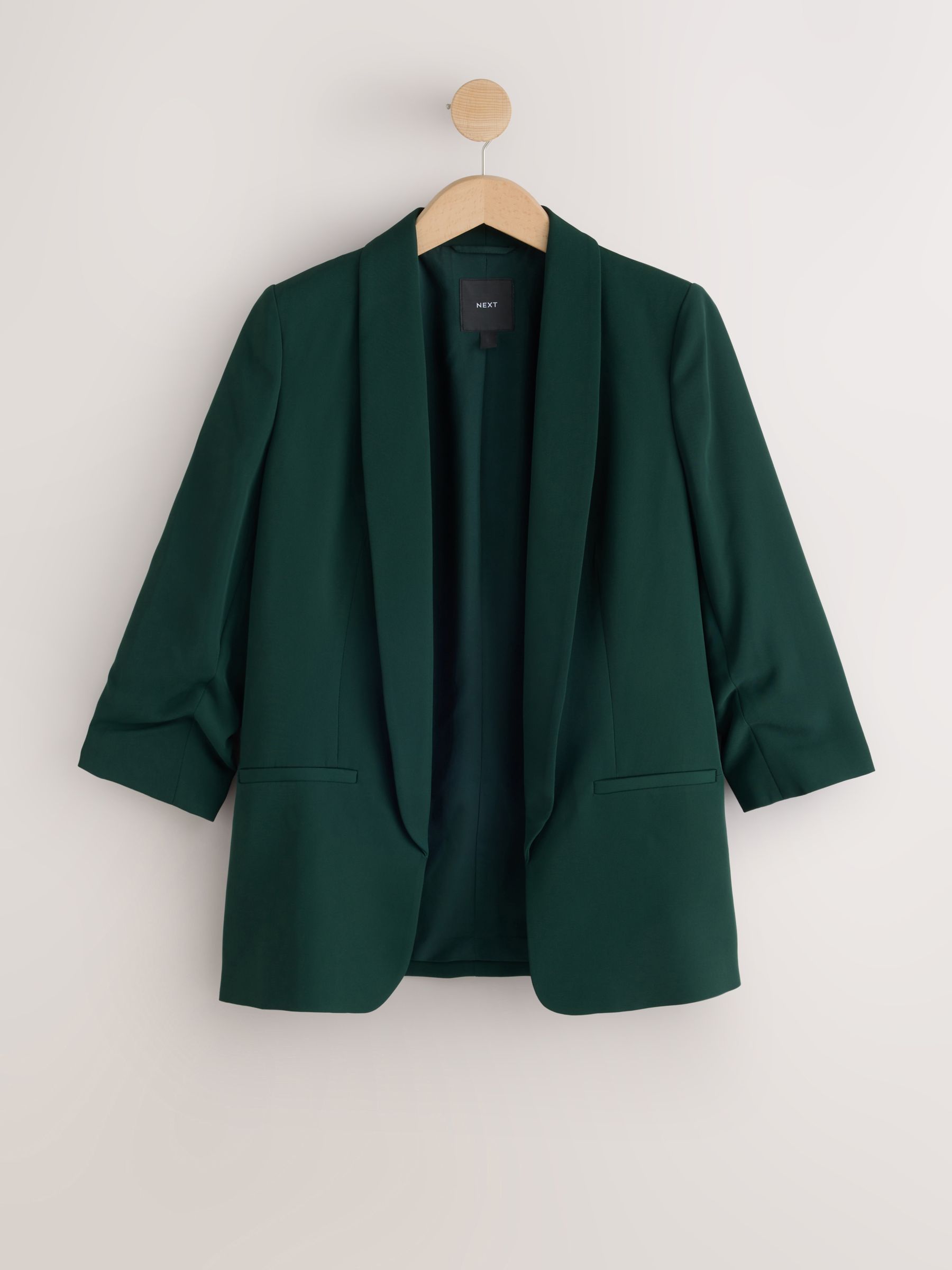 Relaxed Ruched Sleeve Blazer - Green - Regular - SIP Still Life