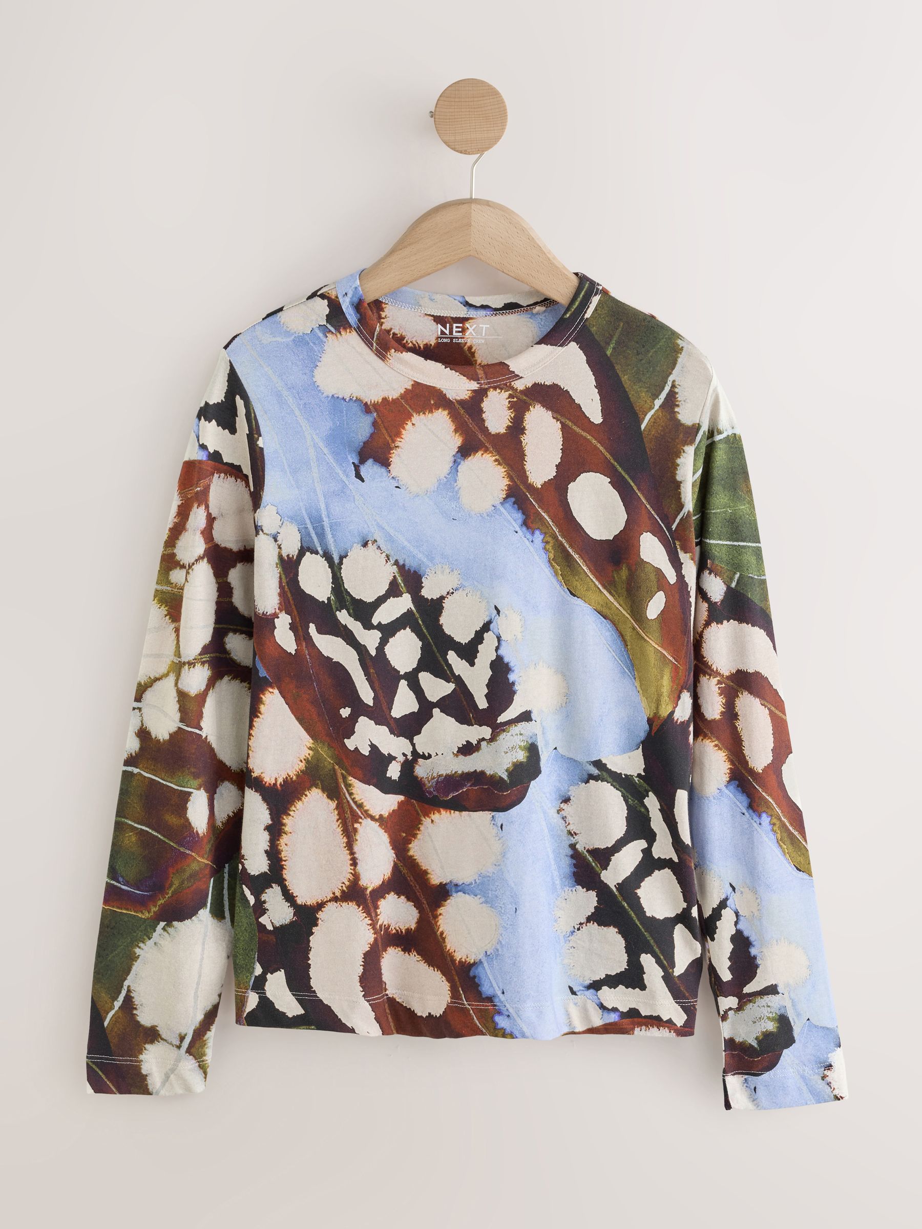Long Sleeve Crew Neck T-Shirt - Butterfly Print - Regular - SIP Still Life