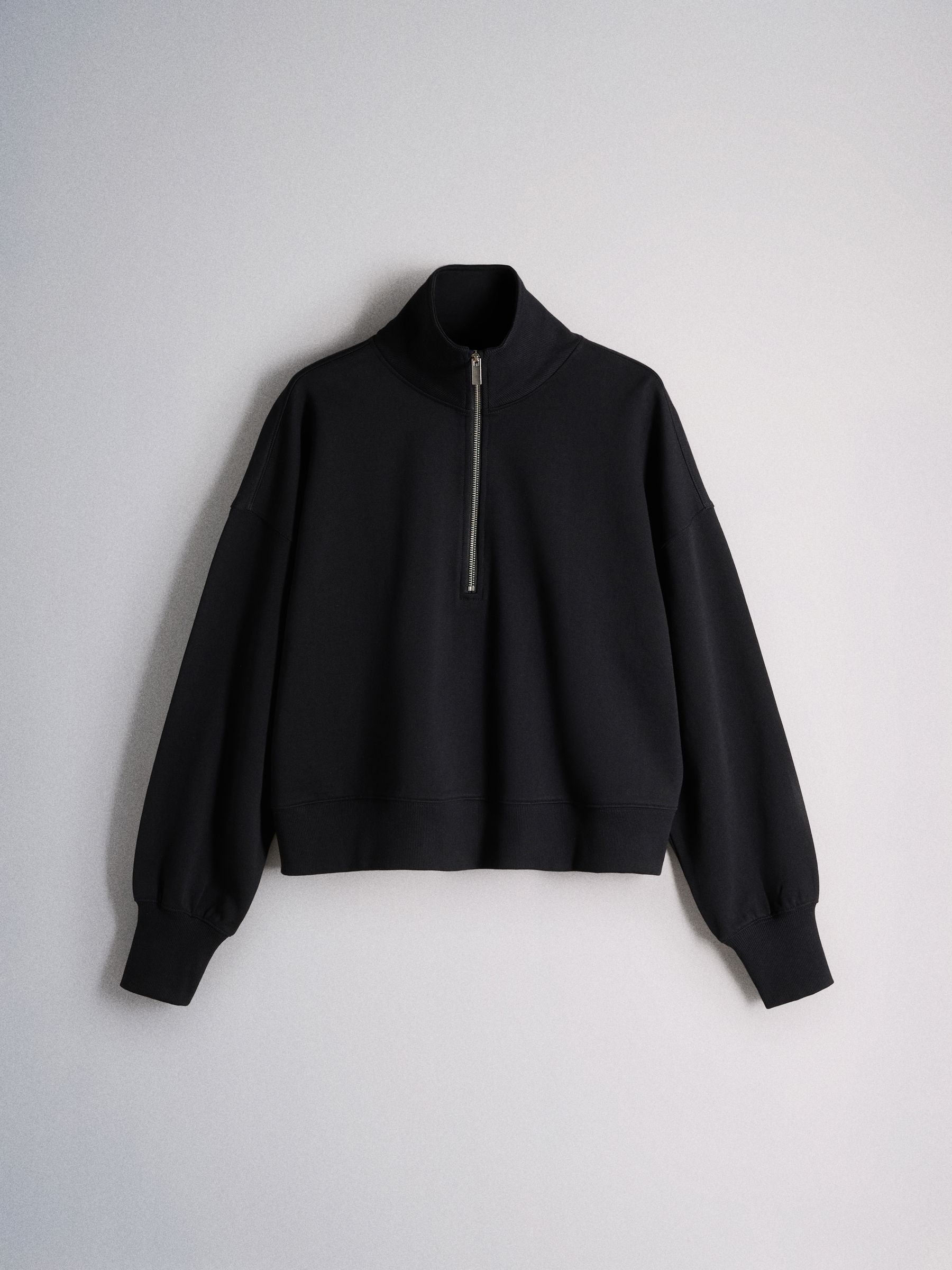 The Set Premium Half Zip Funnel Neck Sweater - Black - Regular - SIP Still Life