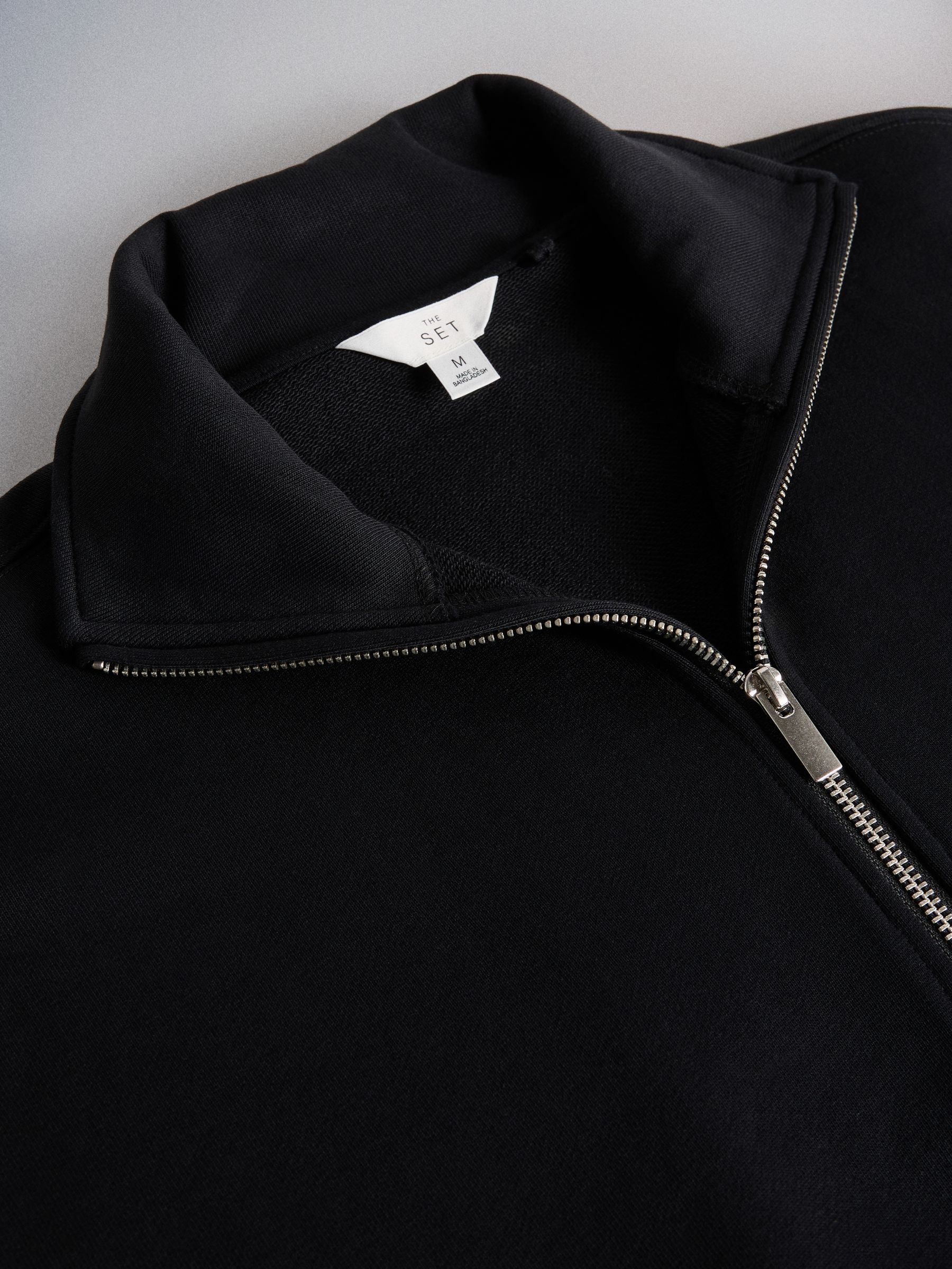 The Set Premium Half Zip Funnel Neck Sweater - Black - Regular - SIP Still Life