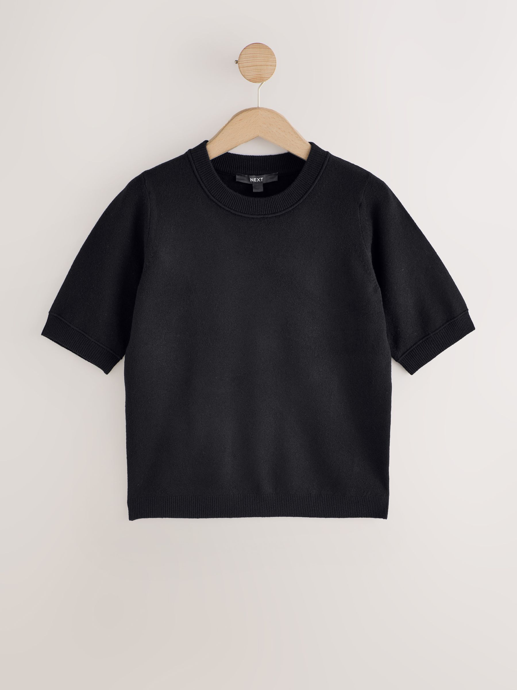 Supersoft Short Sleeve Knitted T-Shirt - Black - Regular - SIP Still Life