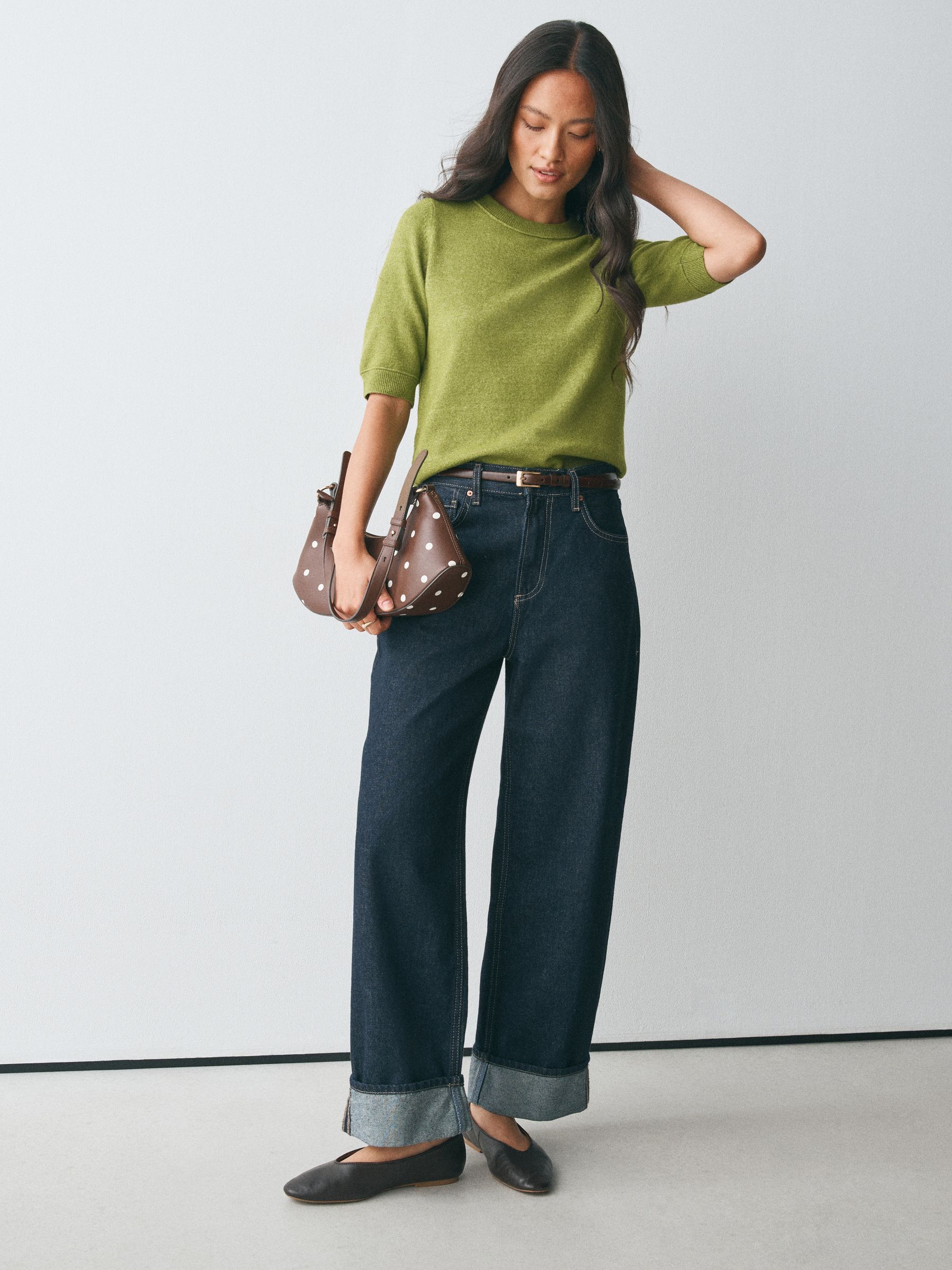 Supersoft Short Sleeve Knitted T-Shirt - Green - Regular - SIP Worn