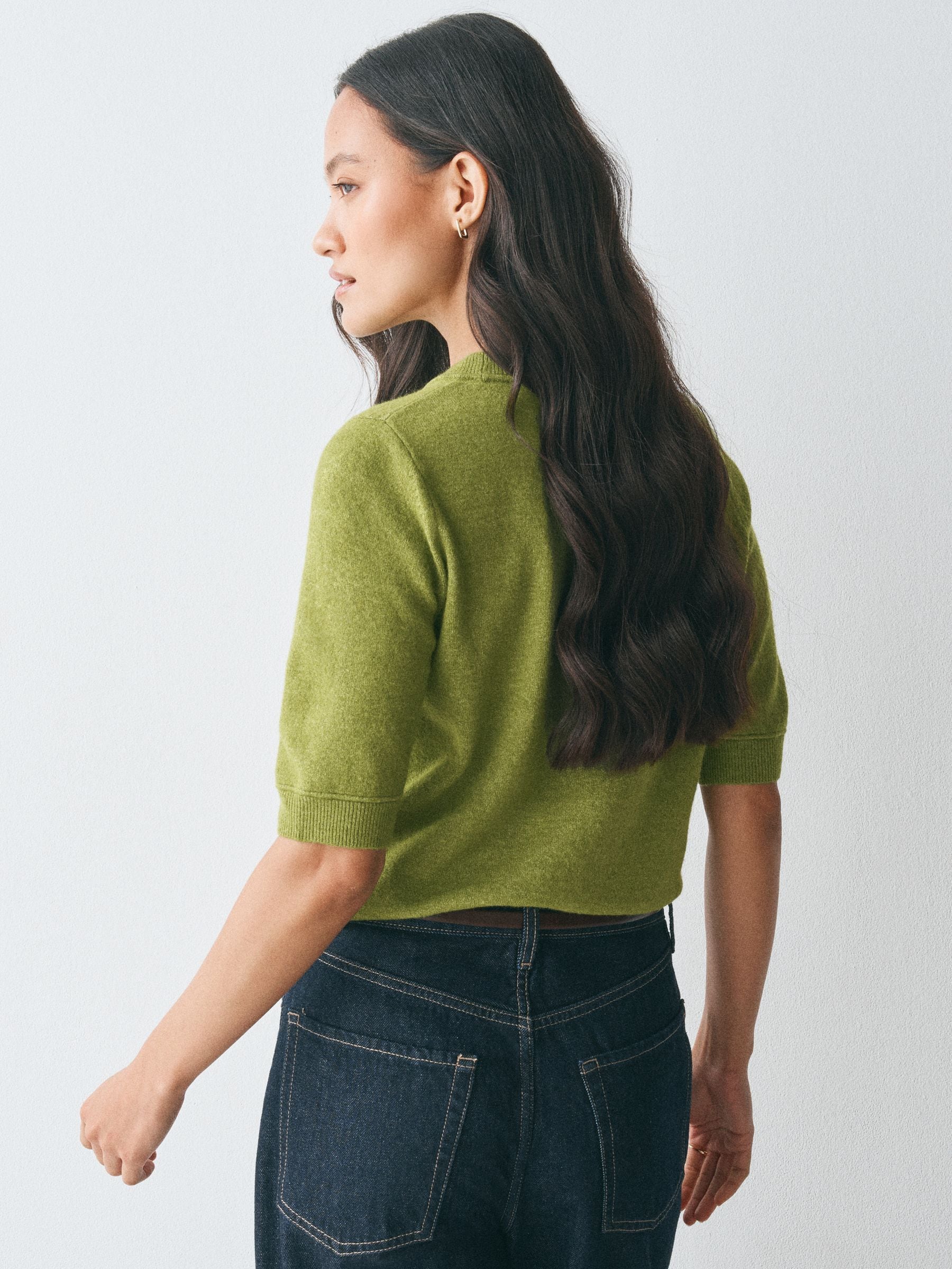 Supersoft Short Sleeve Knitted T-Shirt - Green - Regular - SIP Worn