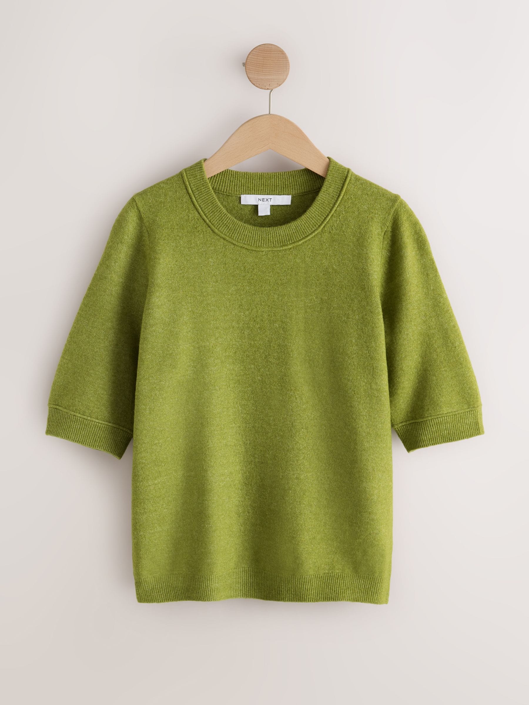 Supersoft Short Sleeve Knitted T-Shirt - Green - Regular - SIP Still Life