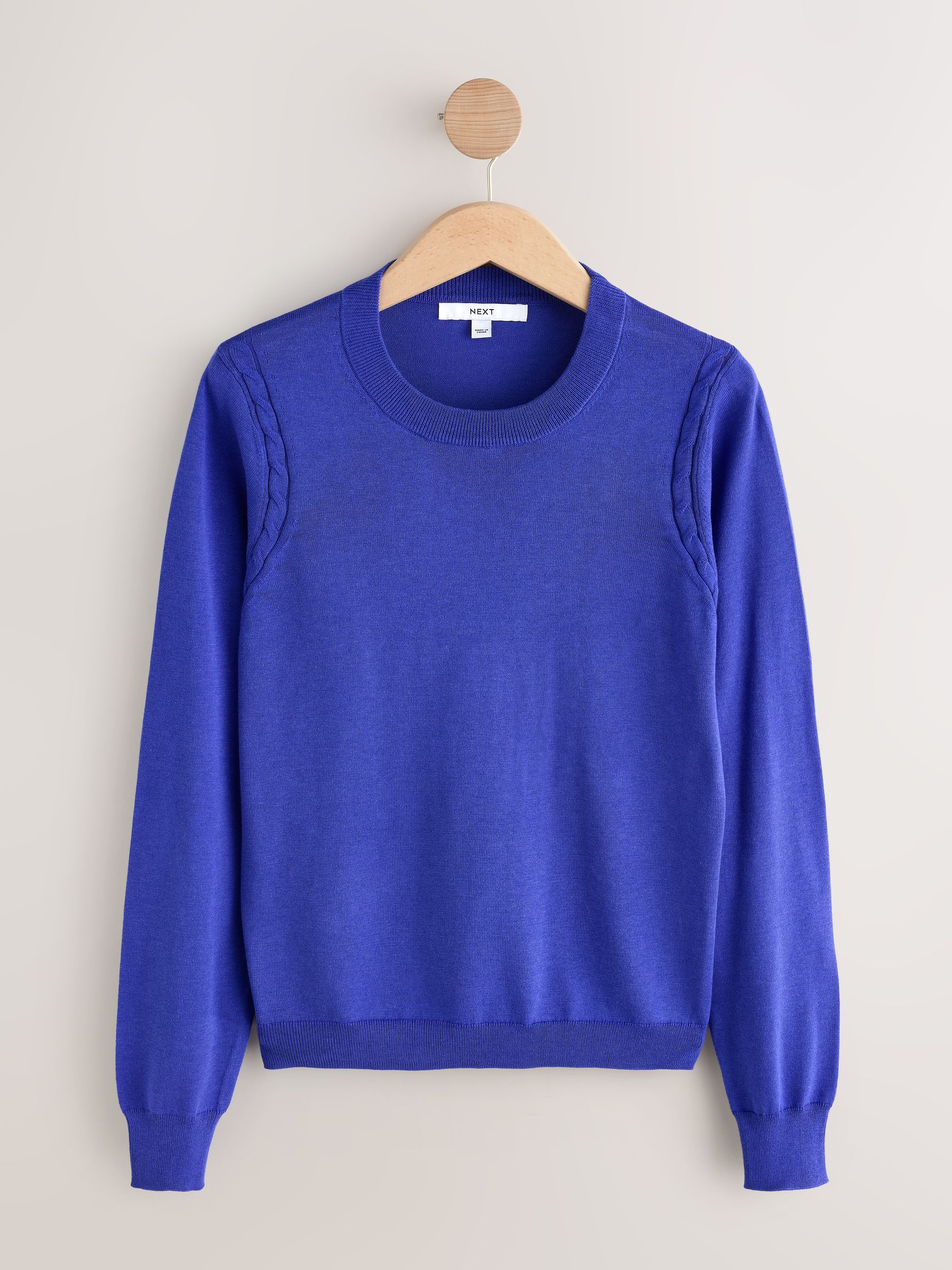 Cotton Rich Soft Touch Long Sleeve Crew Neck Jumper - Cobalt Blue - Regular - SIP Still Life