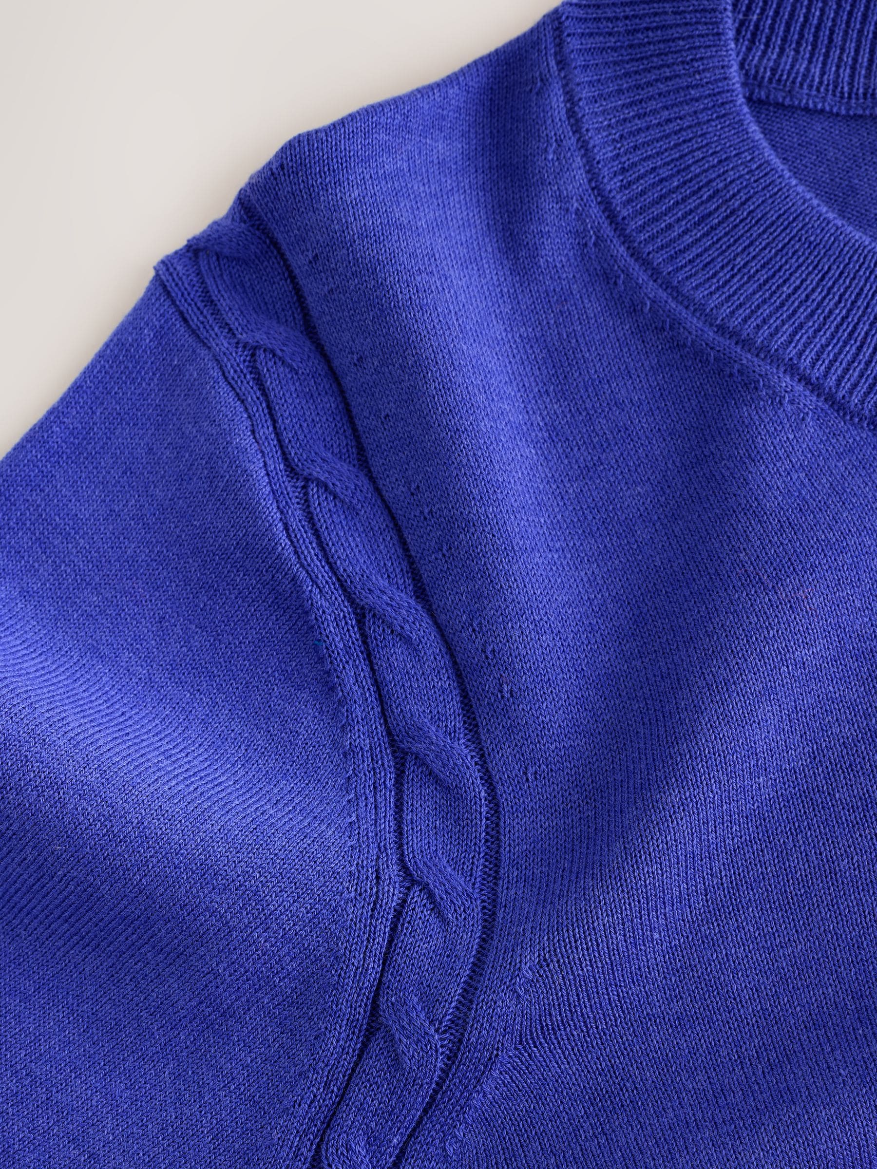 Cotton Rich Soft Touch Long Sleeve Crew Neck Jumper - Cobalt Blue - Regular - SIP Still Life