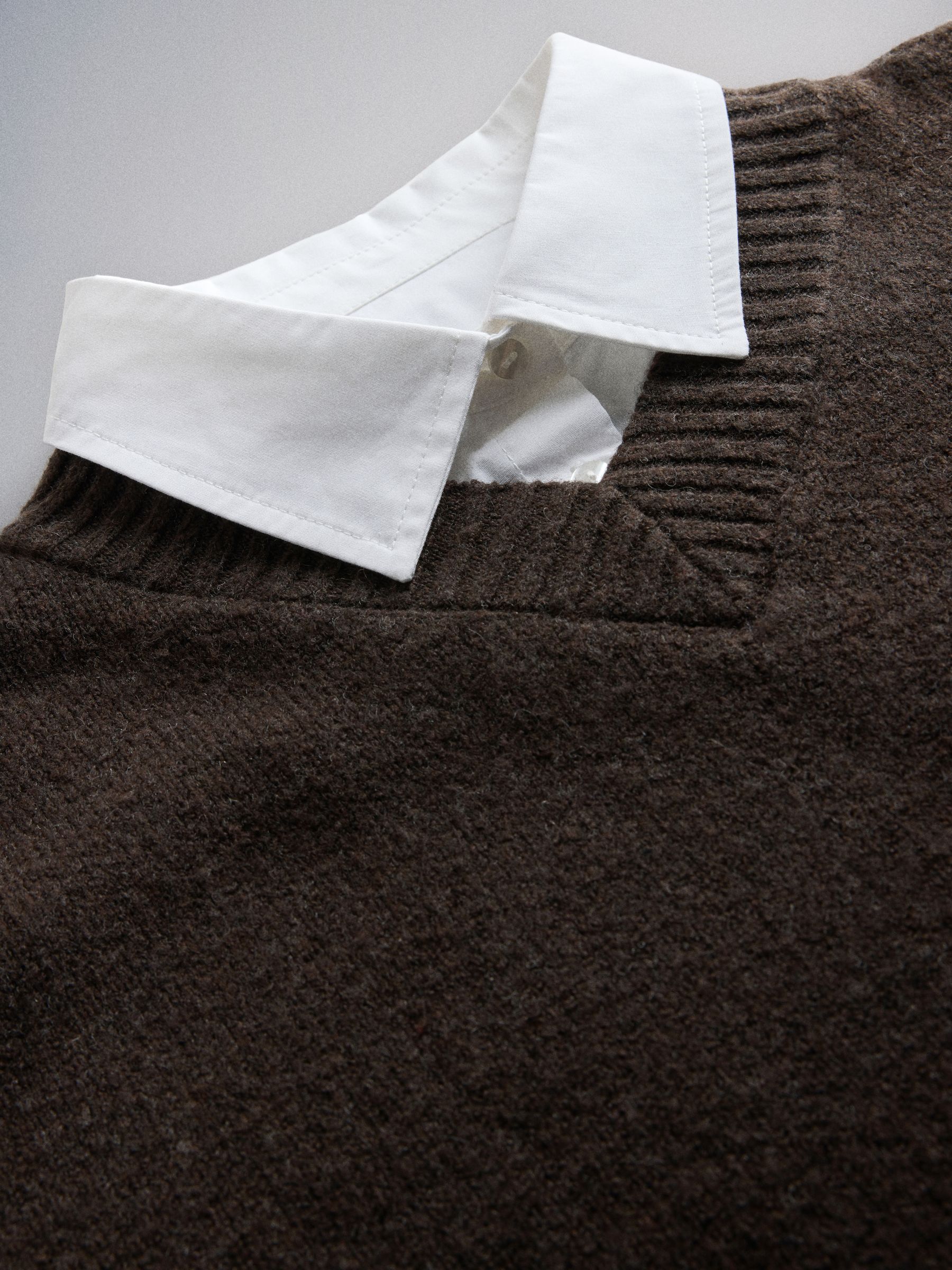 The Set 2 Pack Layered V-Neck Jumpers - Brown Marl Oatmeal Marl - Regular - SIP Still Life