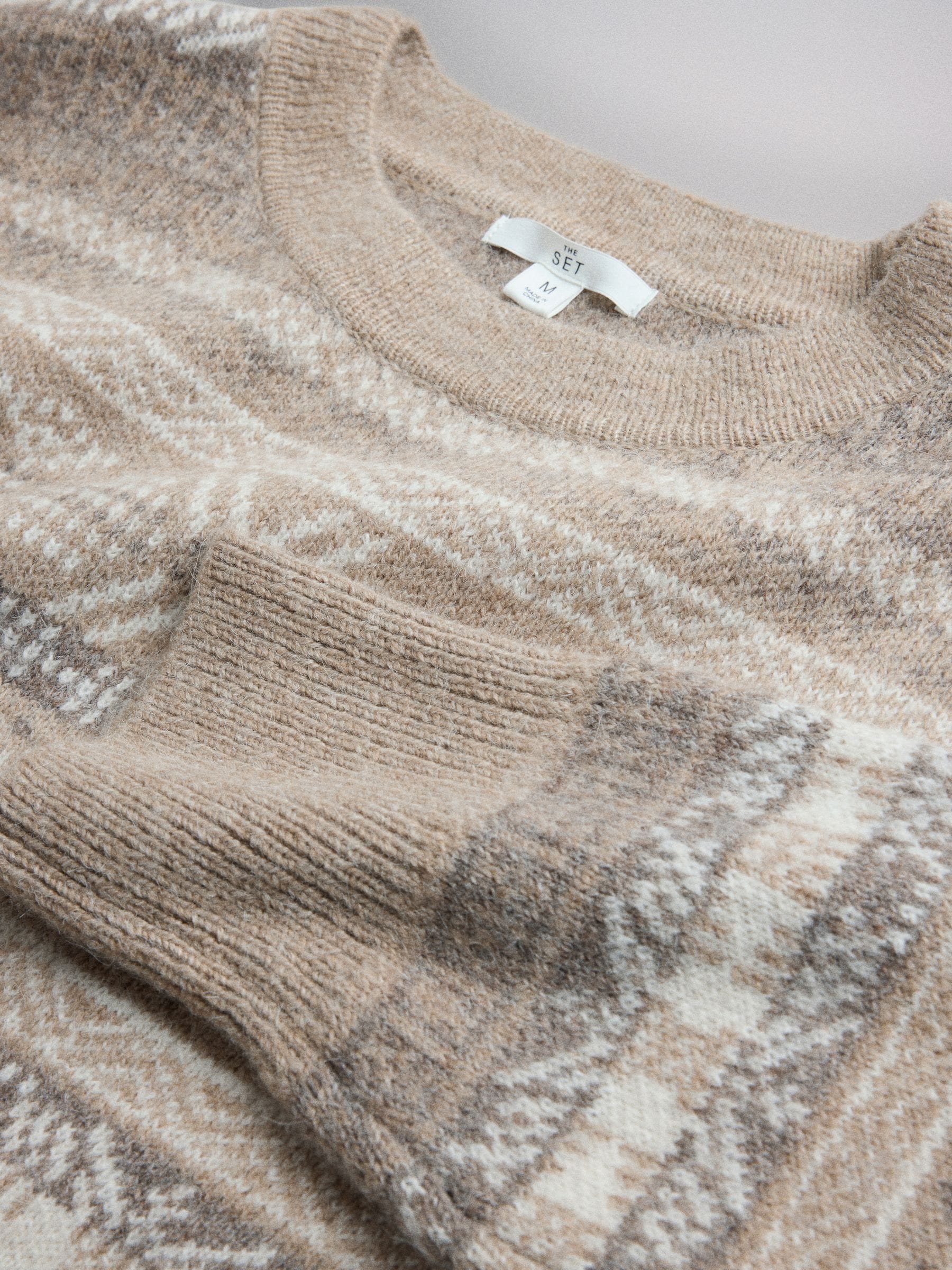The Set Fairisle Jacquard Jumper - Cream/Grey - Regular - SIP Still Life