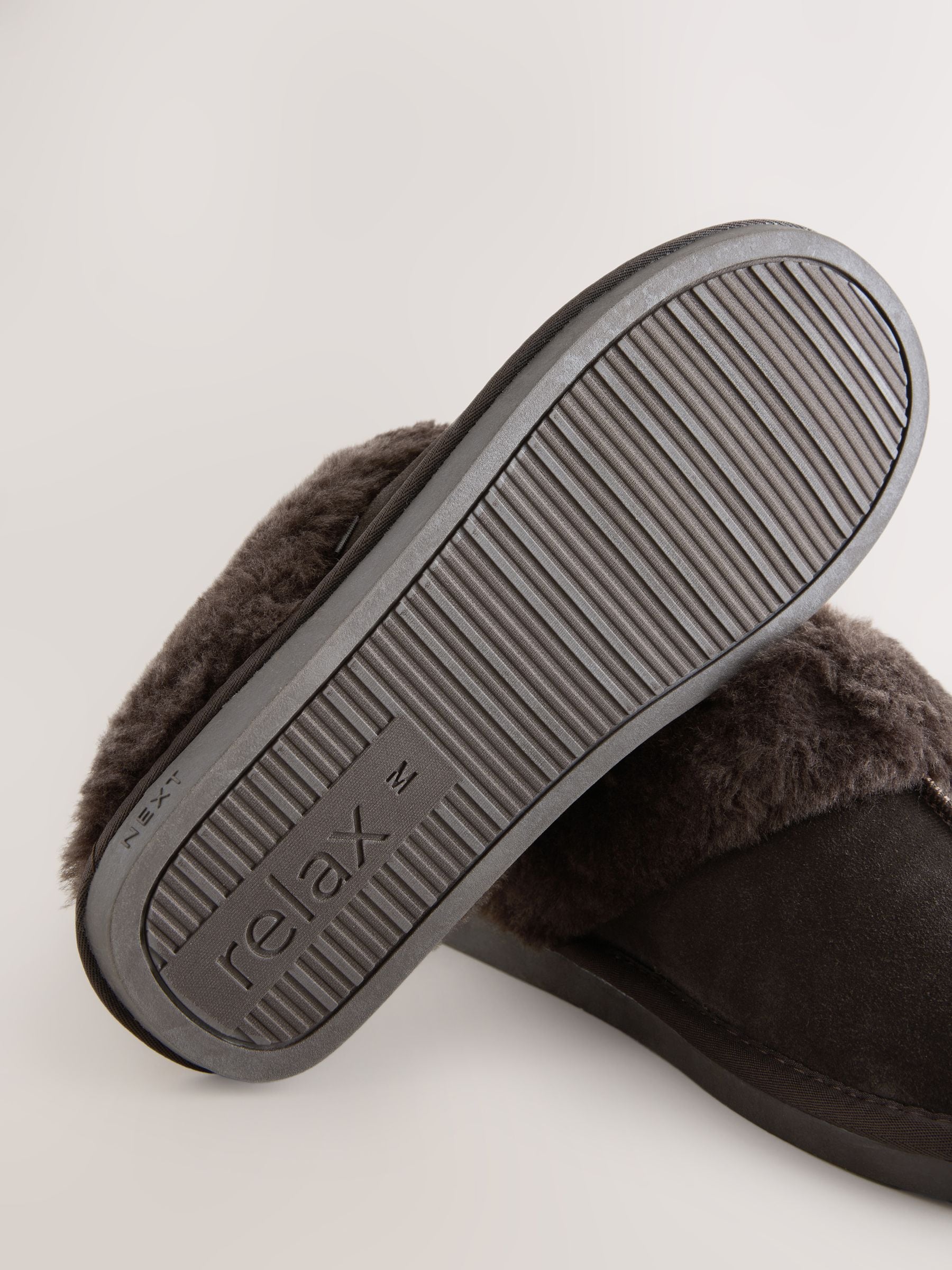 Faux Fur Lined Suede Mule Slippers - Chocolate Brown - Regular - SIP Still Life