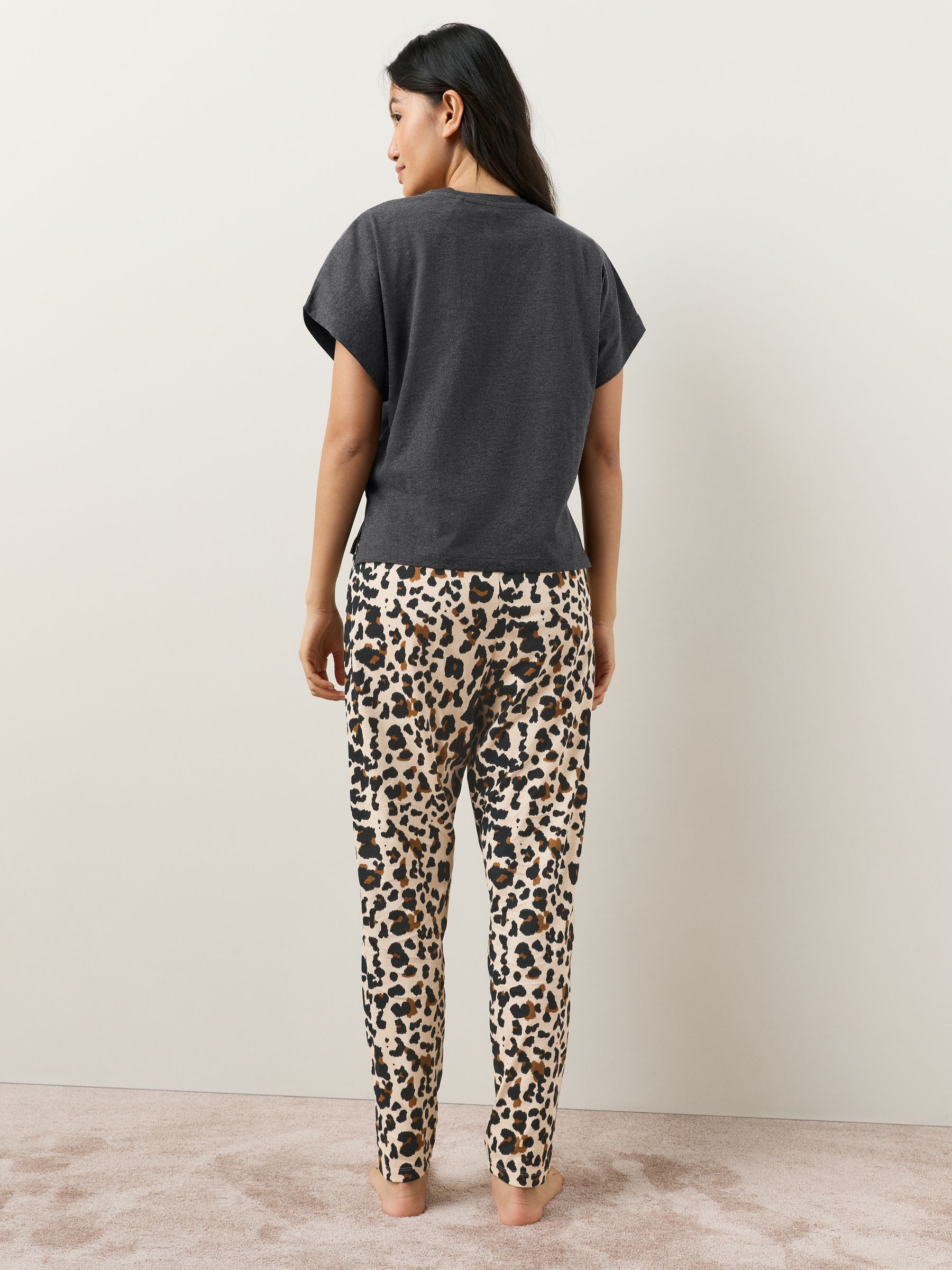 Short Sleeve Pyjamas - Charcoal Leopard - Regular - SIP Worn