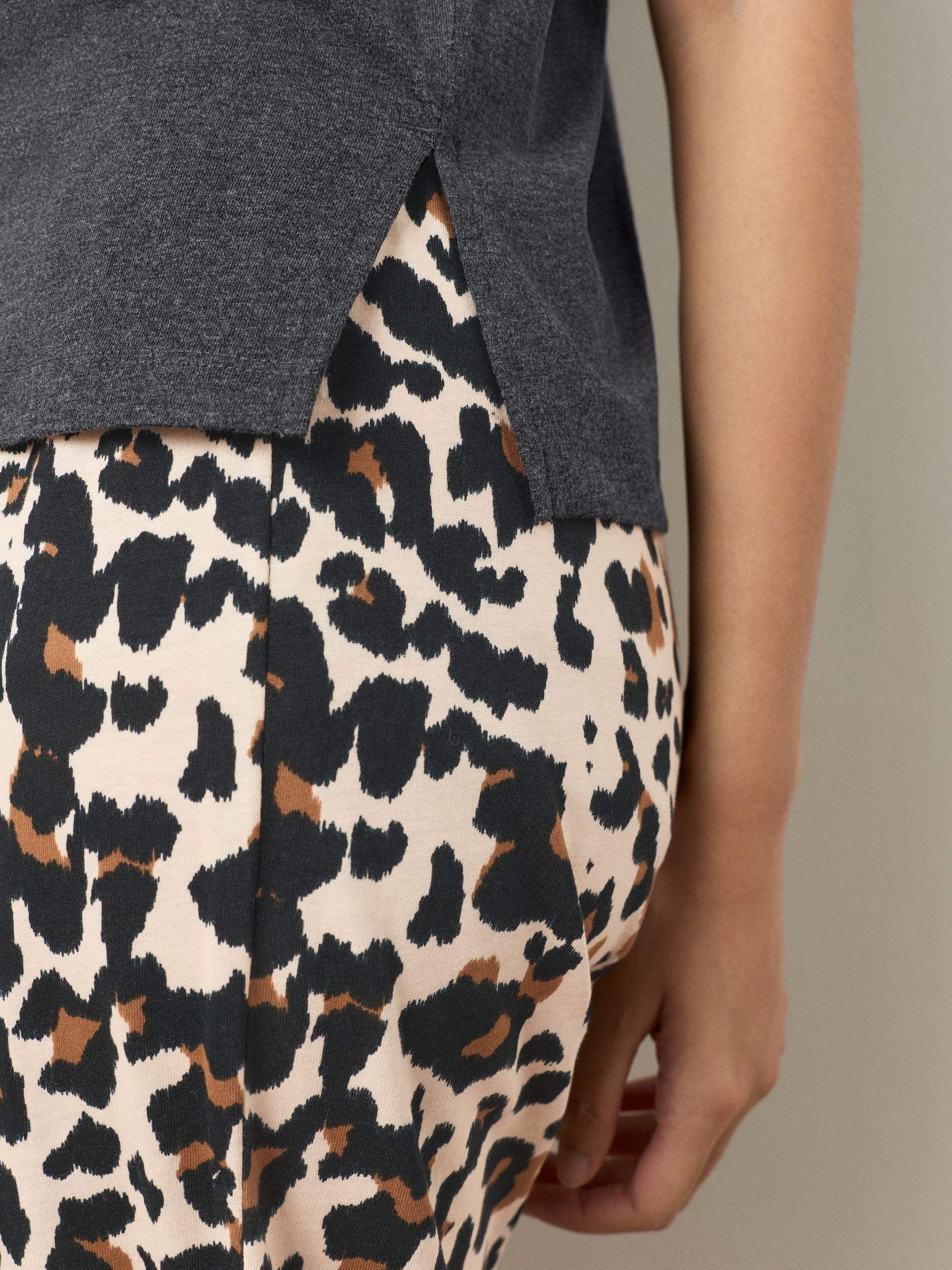 Short Sleeve Pyjamas - Charcoal Leopard - Regular - SIP Worn