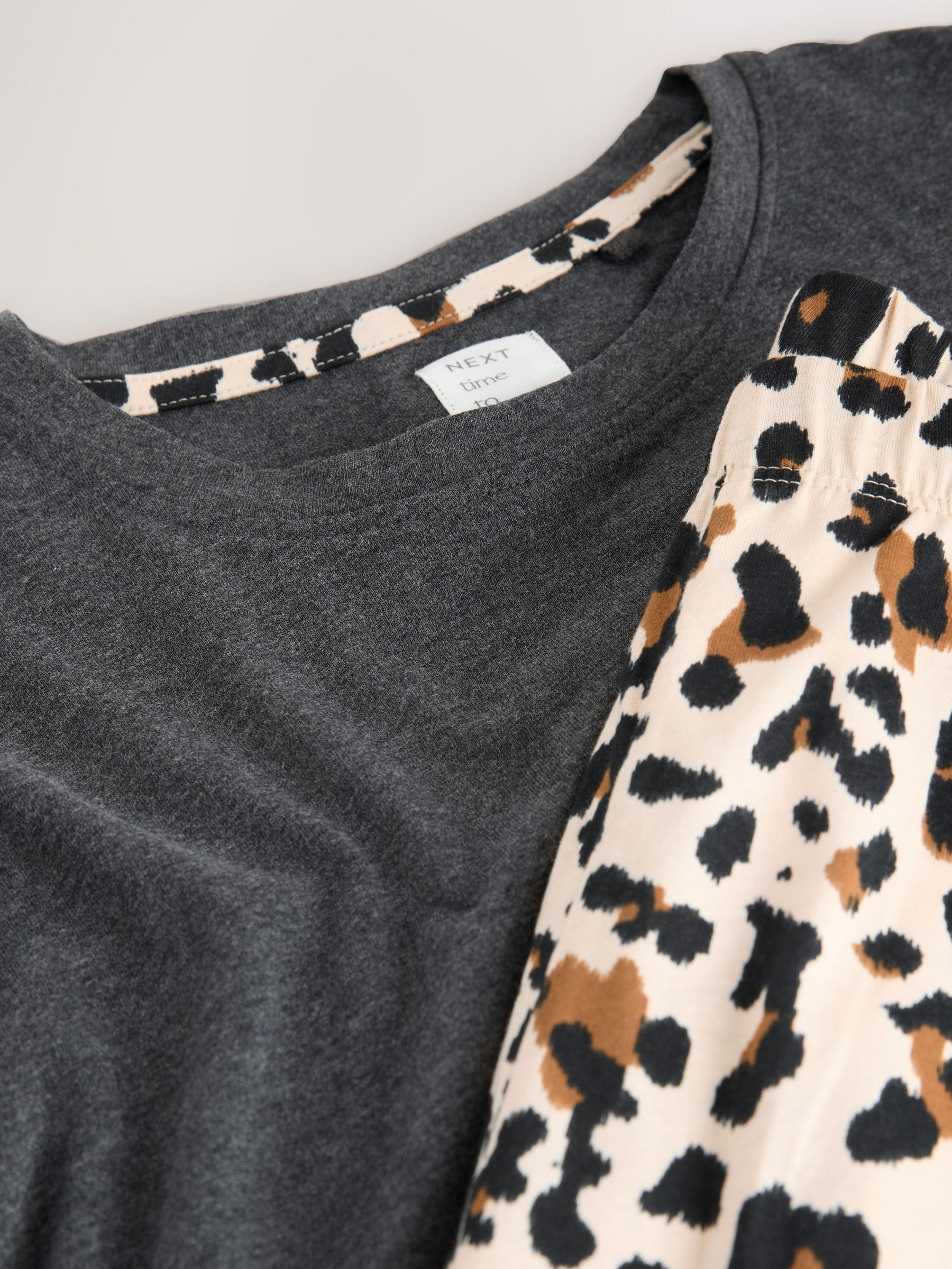 Short Sleeve Pyjamas - Charcoal Leopard - Regular - SIP Still Life