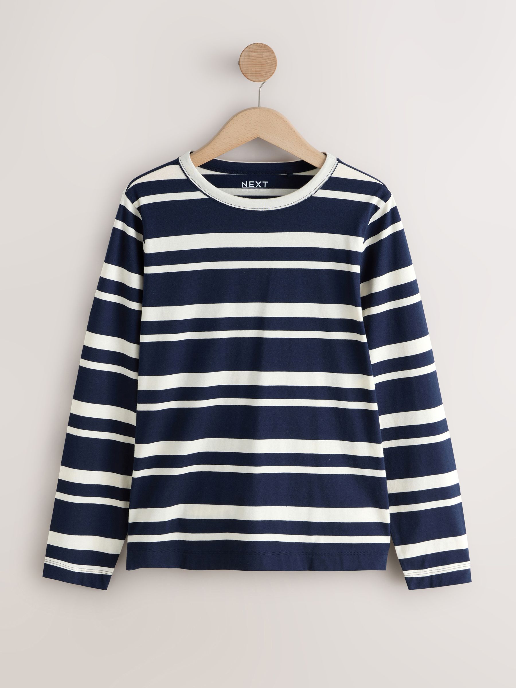 Long Sleeve Crew Neck T-Shirt - Navy/White Striped - Regular - SIP Still Life