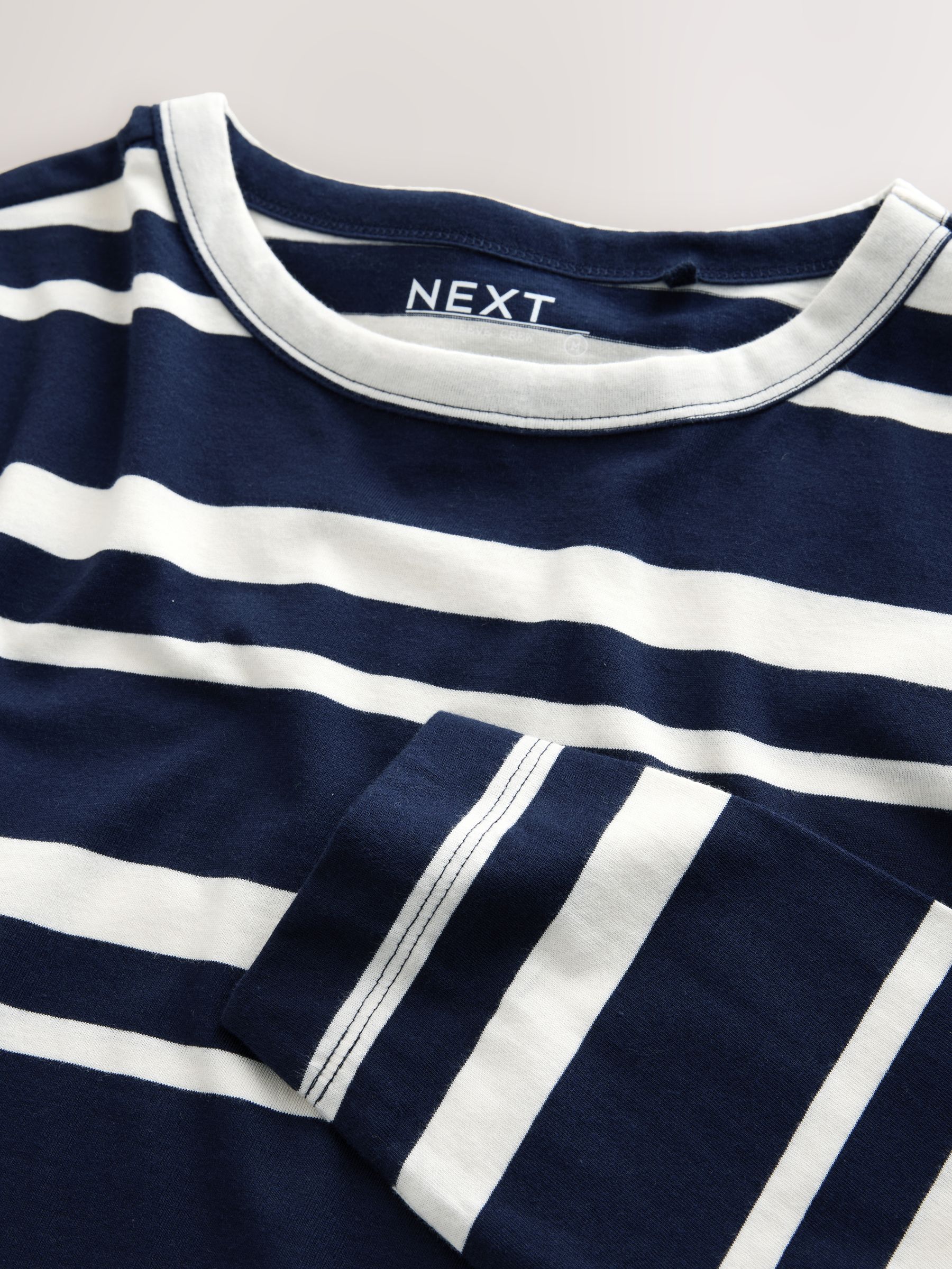Long Sleeve Crew Neck T-Shirt - Navy/White Striped - Regular - SIP Still Life