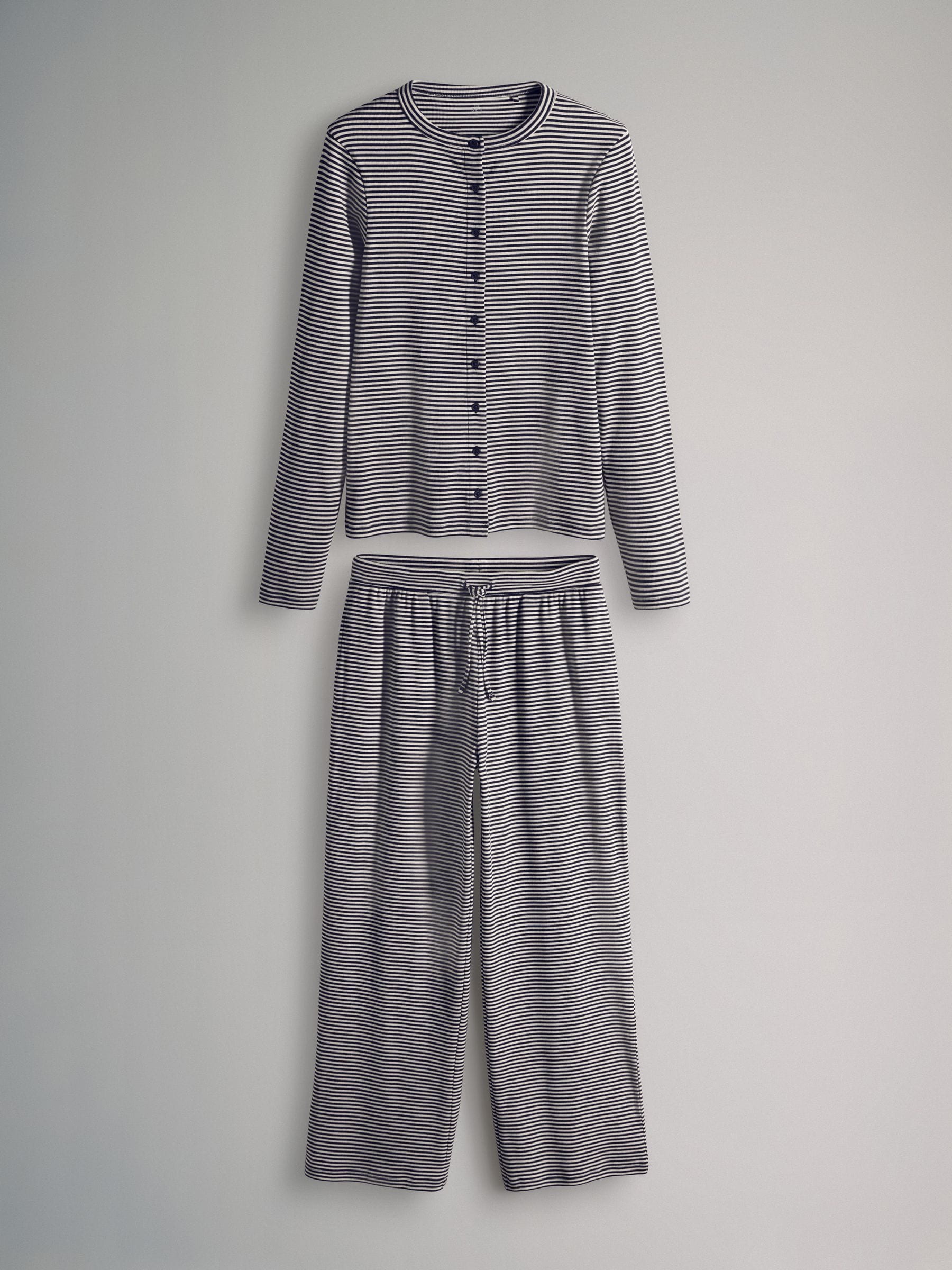 The Set Long Sleeve Button Through T-Shirts and Trousers Co-Ord Set - Stripe - Regular - SIP Still Life