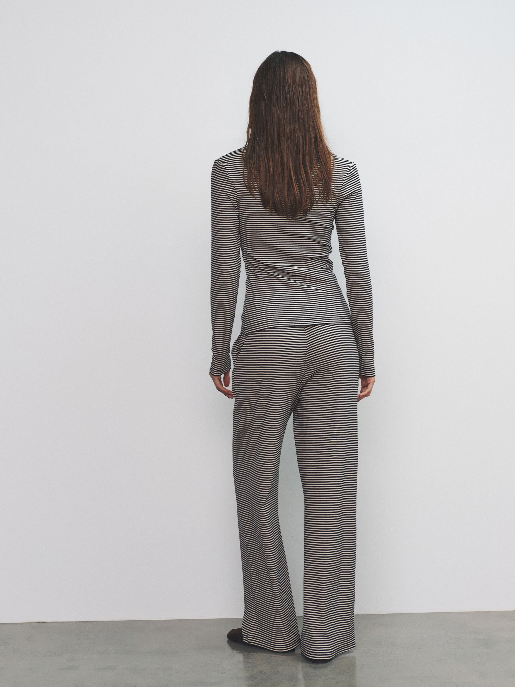 The Set Long Sleeve Button Through T-Shirts and Trousers Co-Ord Set - Stripe - Regular - SIP Worn
