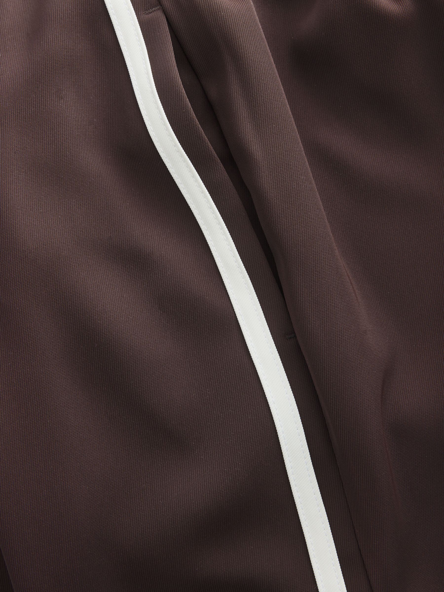 Elastic Back Wide Leg Trousers - Chocolate Brown Stripe - Regular - SIP Still Life