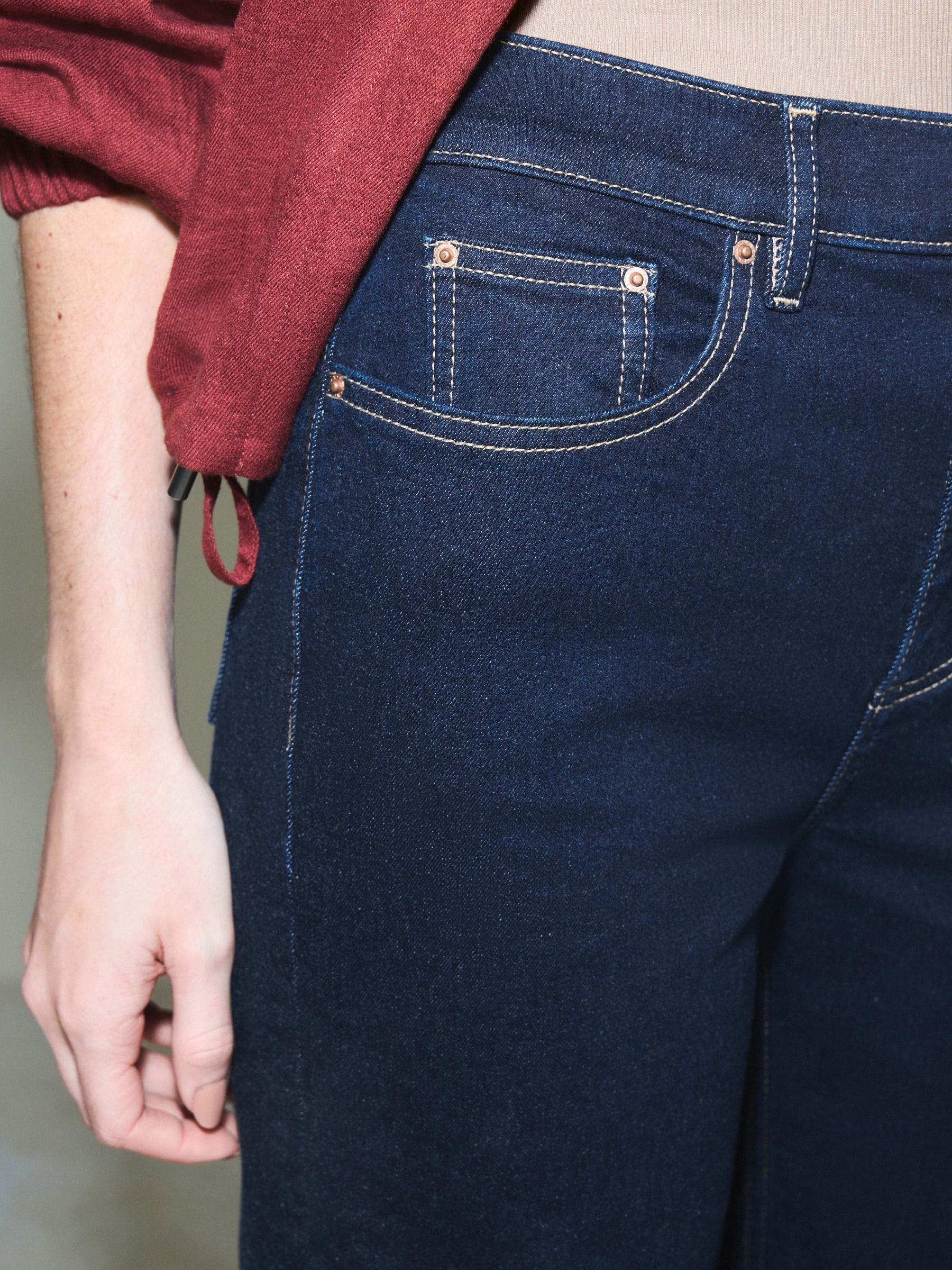 High Rise Stretch Wide Leg Jeans - Indigo Rinse Blue - Regular - Location Worn