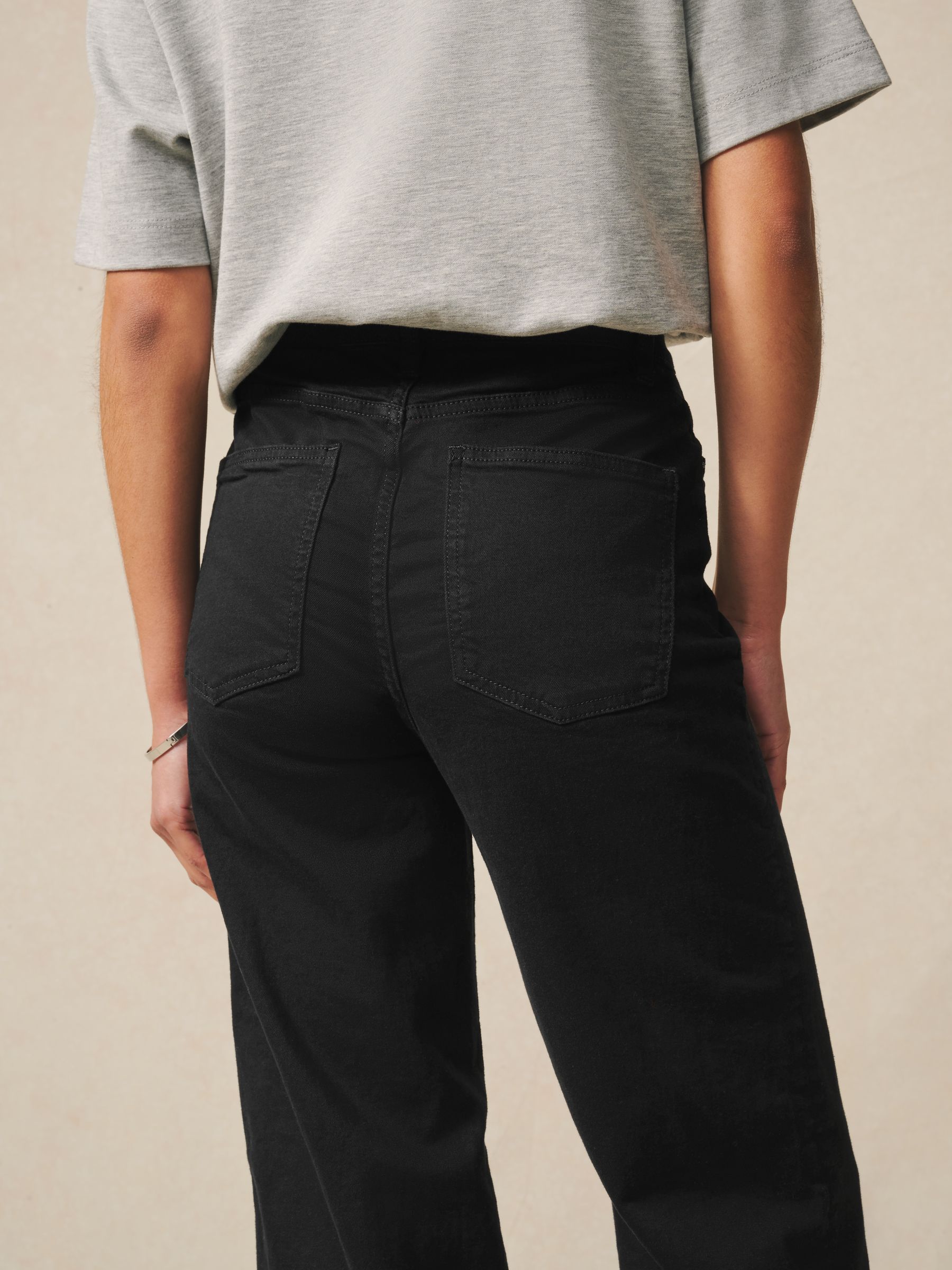 High Rise Stretch Wide Leg Jeans - Black - Regular - SIP Worn