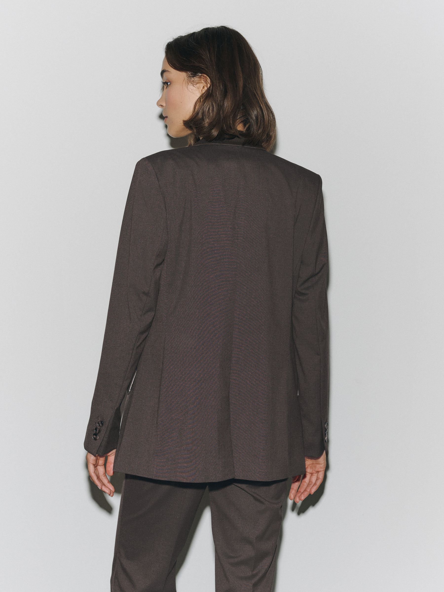 Tailored Single Breasted Blazer With Wool - Chocolate Brown - Regular - SIP Worn